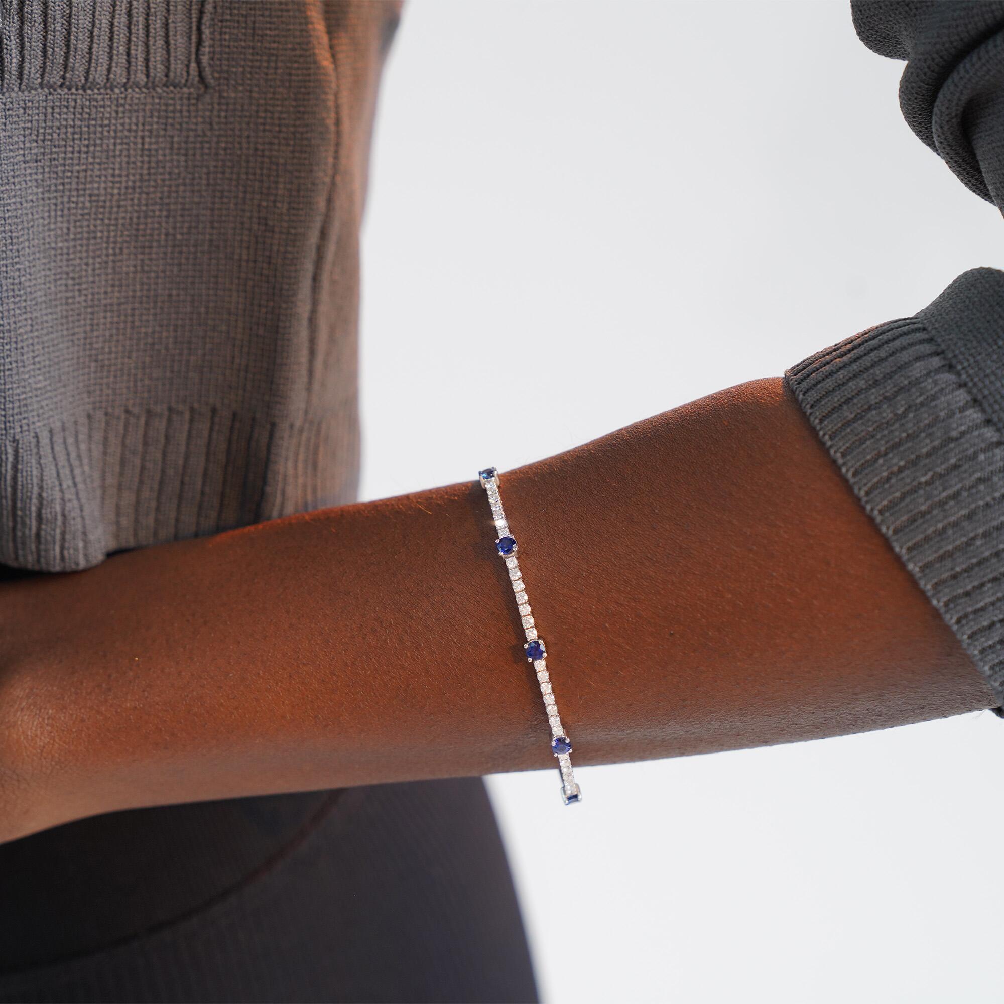 Sapphire And Diamond Bangle in 14K Gold