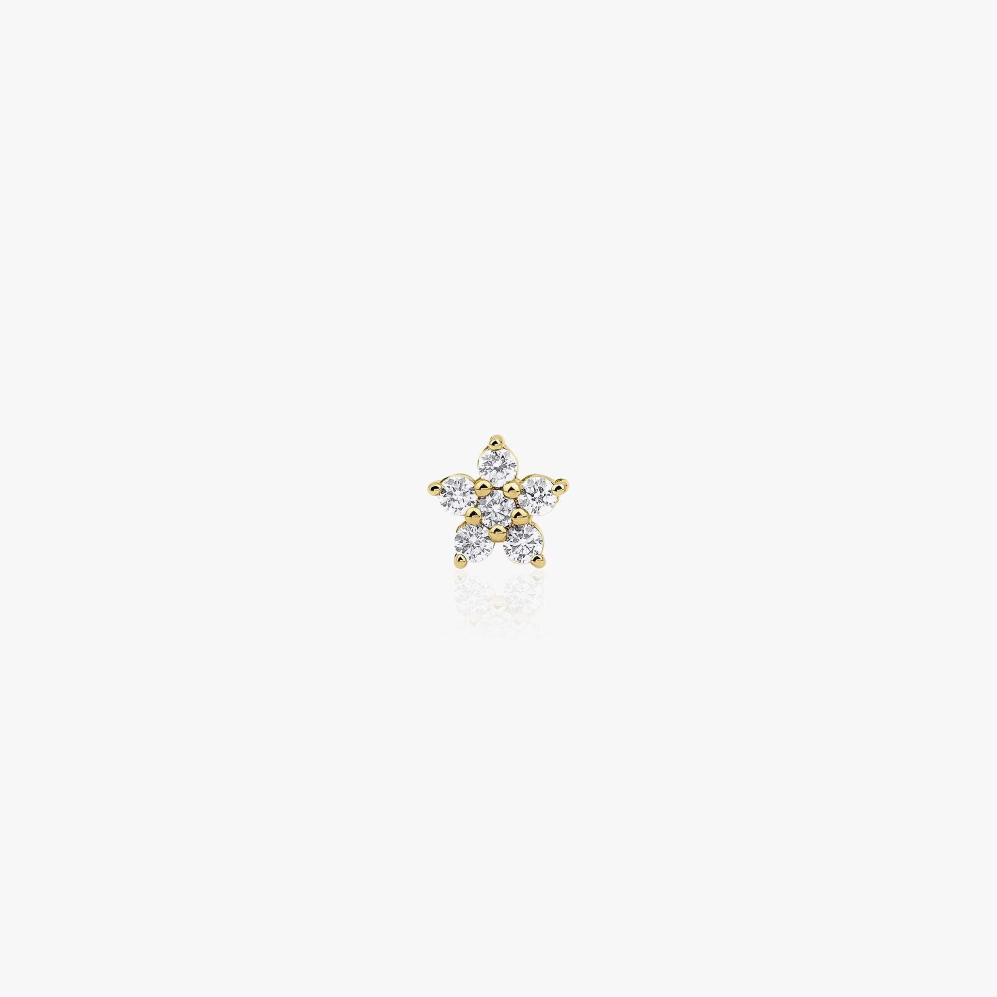 Single Diamond Flower Stud in 14K Gold