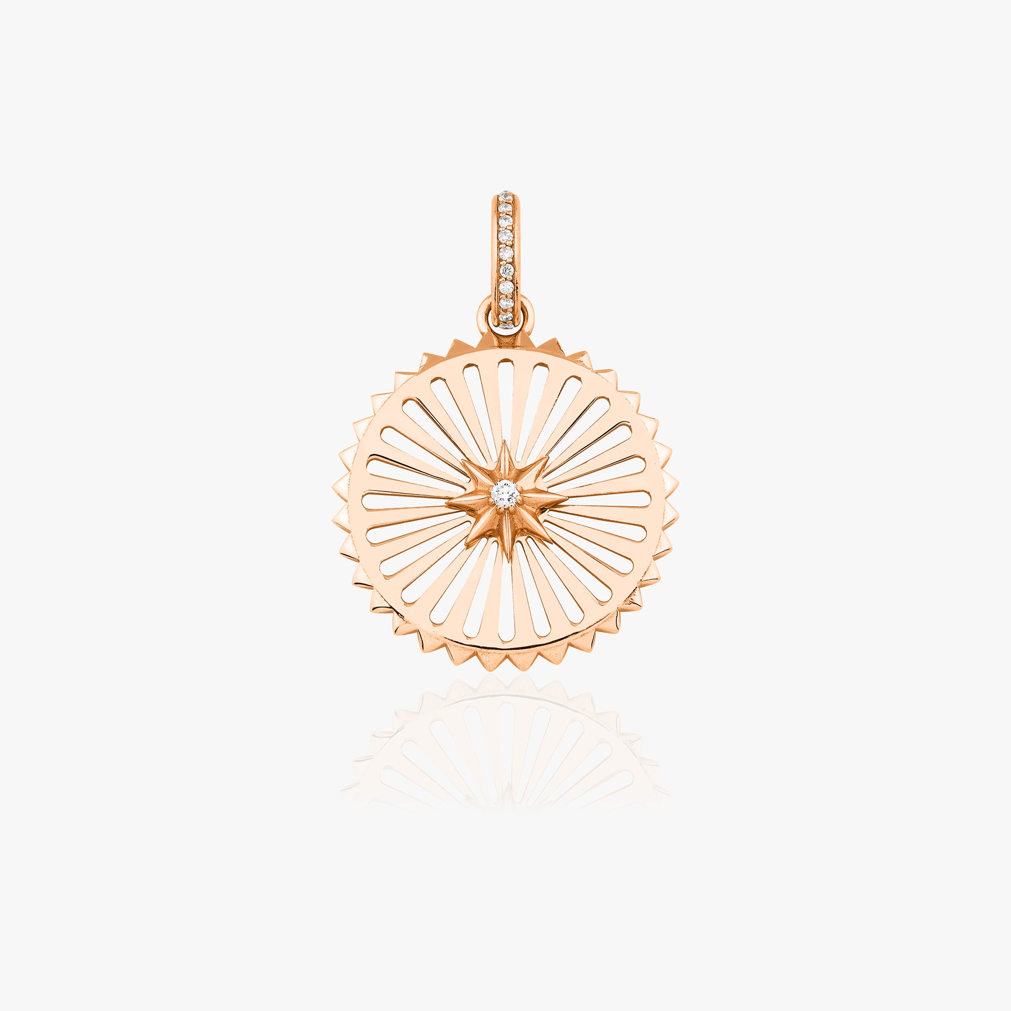 Diamond Starburst Medallion Available in 14K and 18K Gold