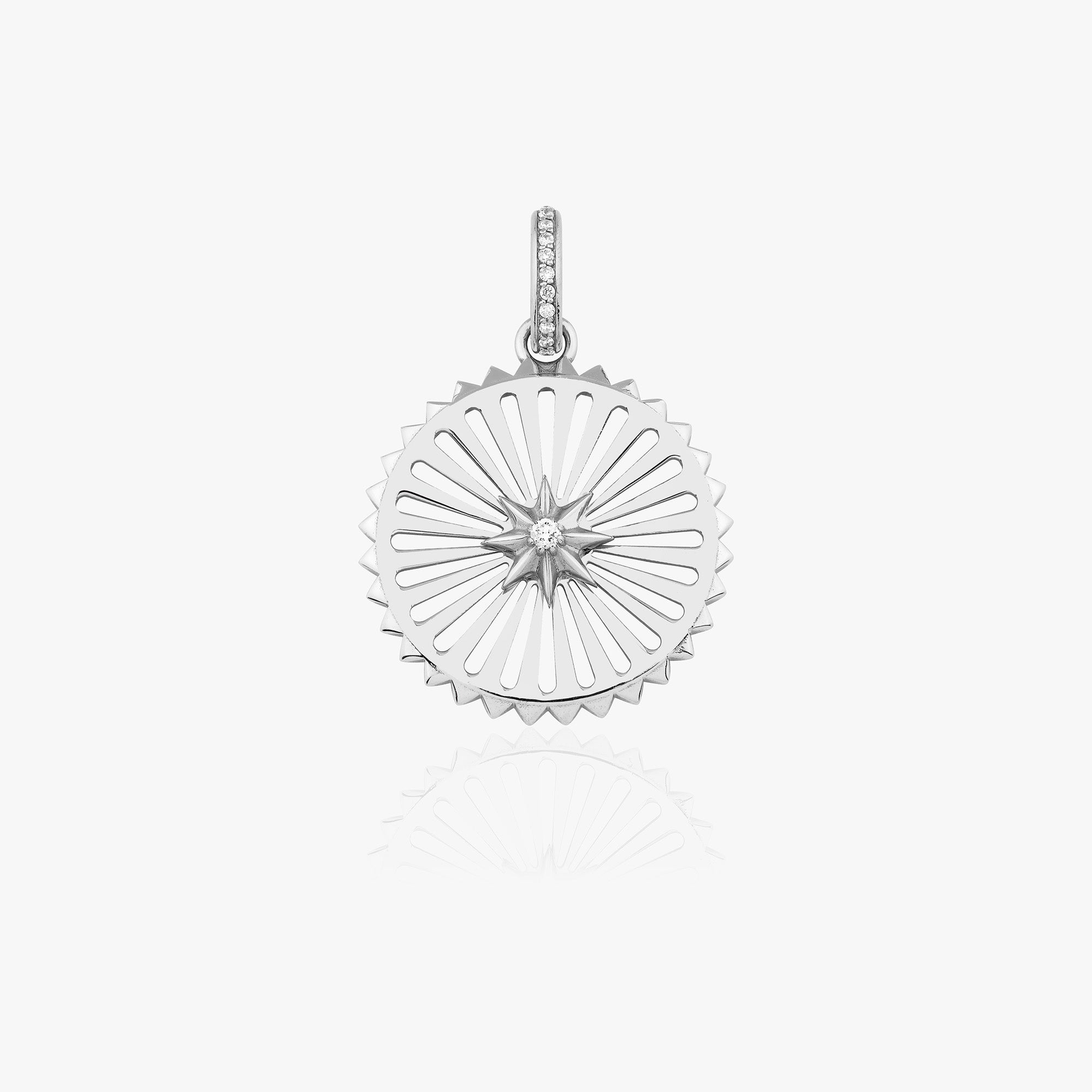 Diamond Starburst Medallion Available in 14K and 18K Gold