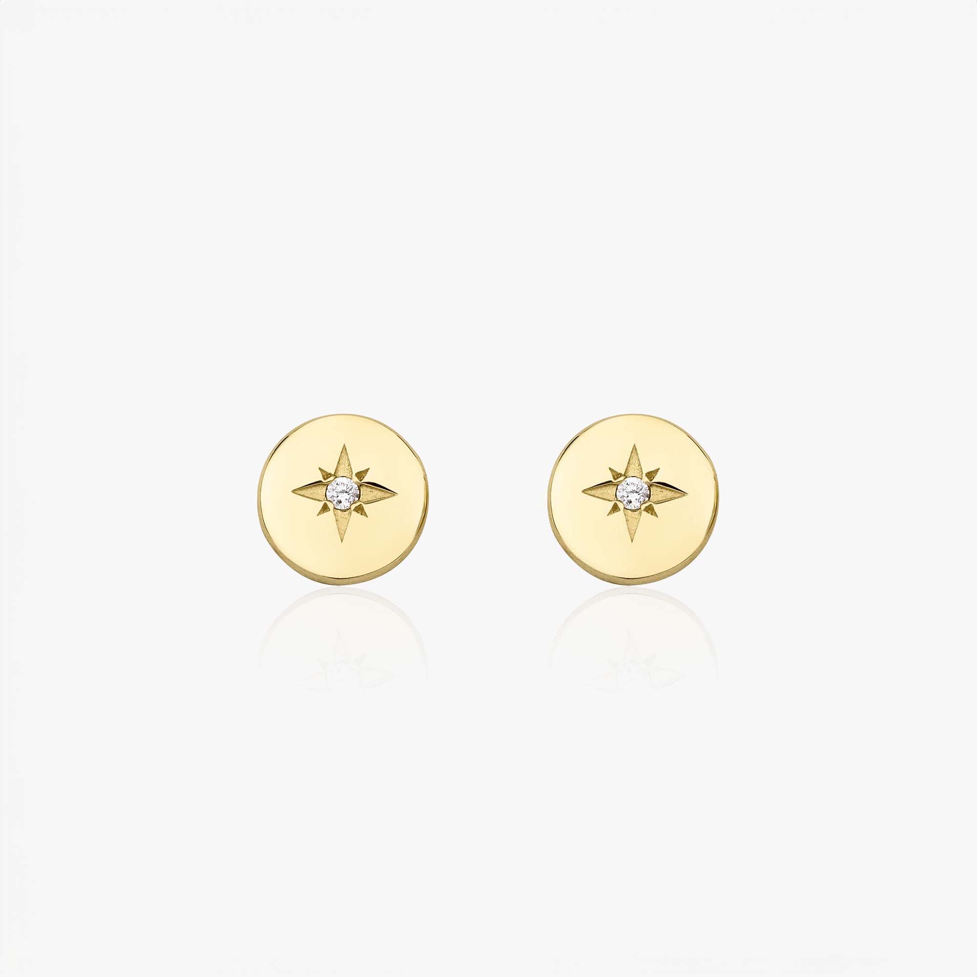 Minimal Diamond North Star Earrings in 14K Gold