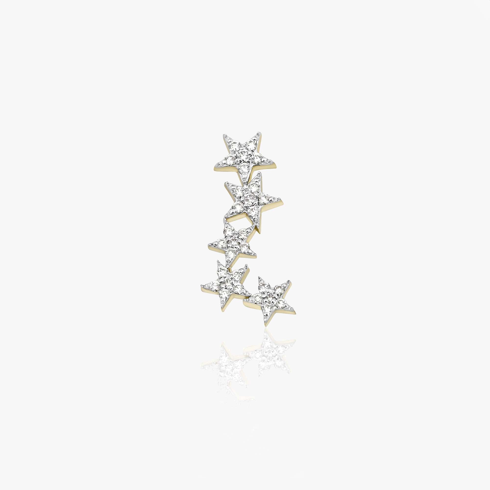 Diamond Star Ear Crawler Stud in 14K Gold