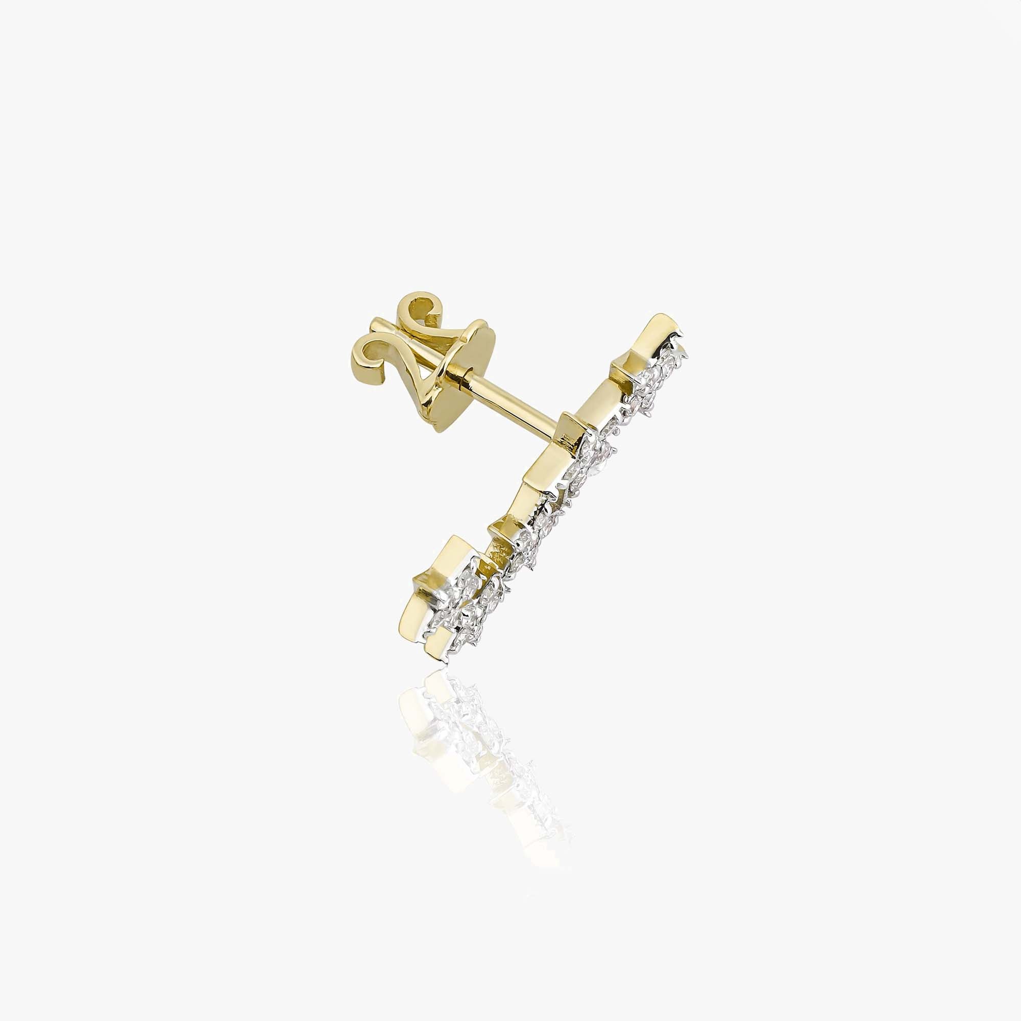 Diamond Star Ear Crawler Stud in 14K Gold
