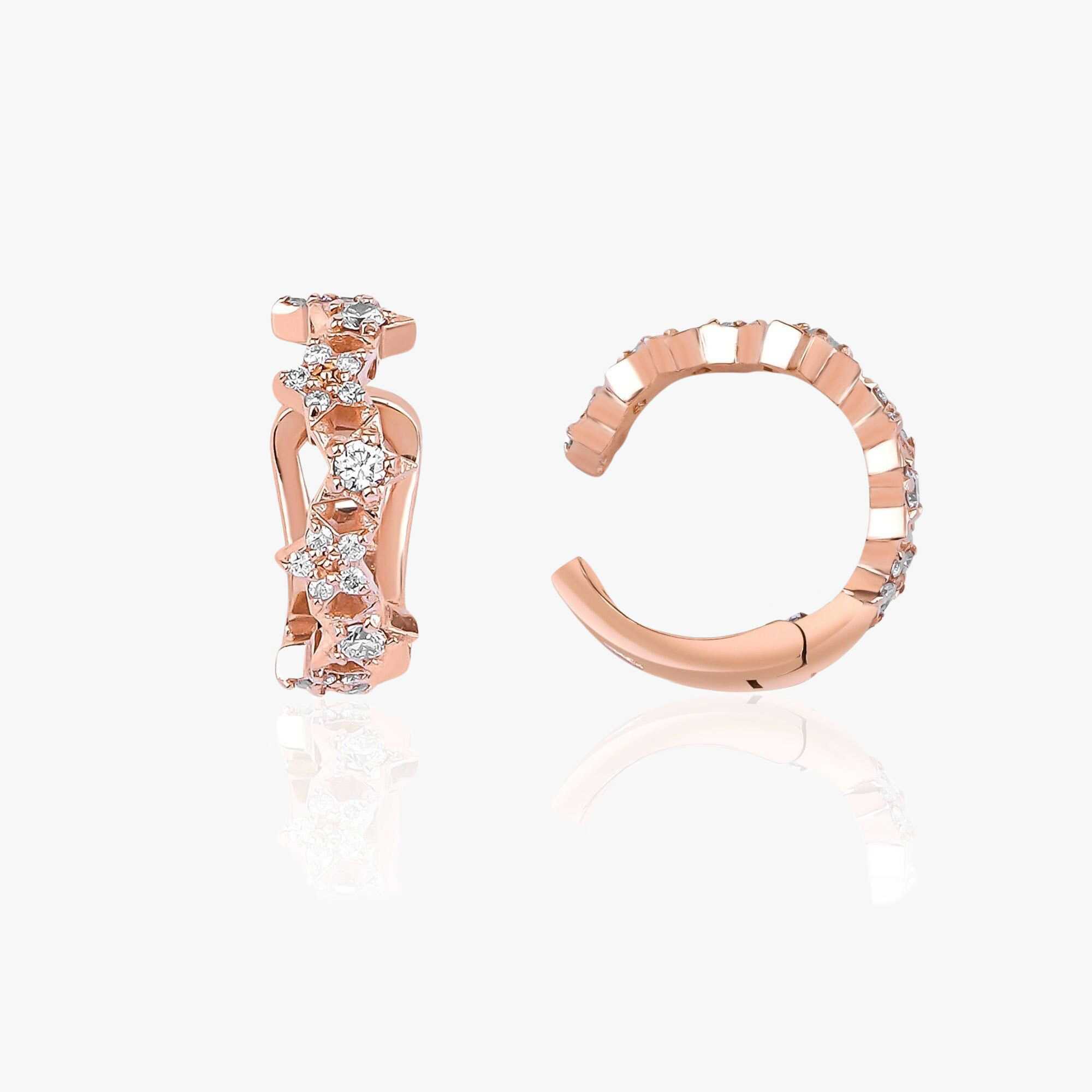 Diamond Star Ear Cuff Earrings Available in 14K and 18K Gold