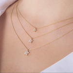Diamond Flower Necklace - 14K,18K Gold Diamond Flower Necklaces For Women - Dainty Diamond Necklaces - Fine Jewelry - Birthday Gift