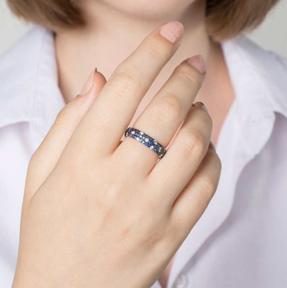 Two Blue Sapphire and Diamond Rings For Anthony, all made in 14K White Gold Further Details in the Description