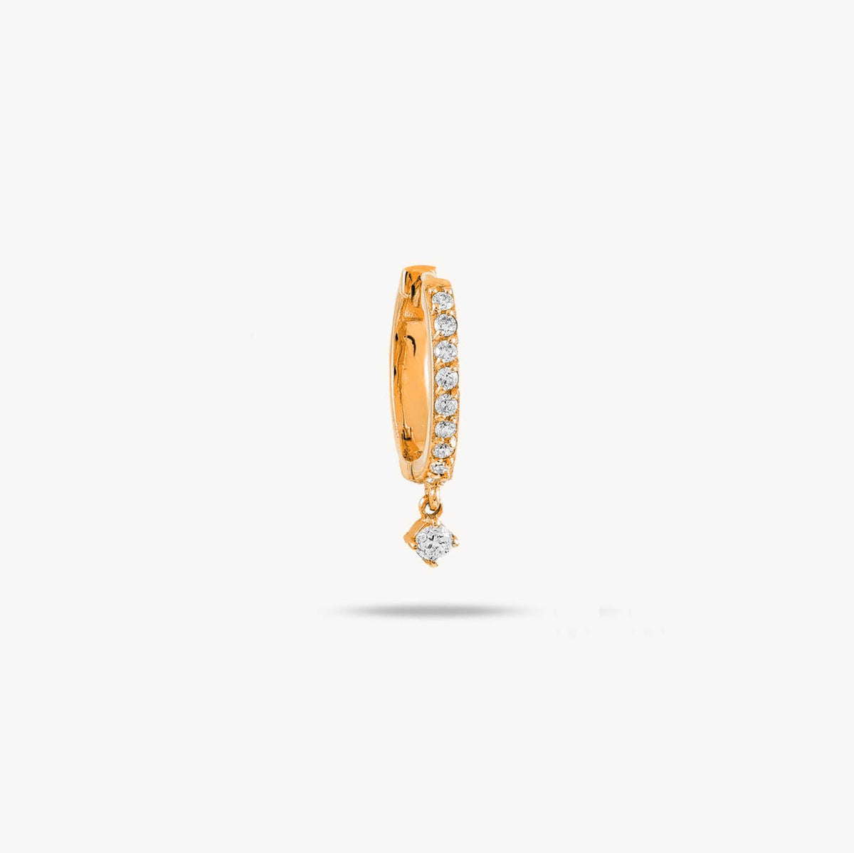 Single Minimal Diamond Dangle Hoop in 14K Gold