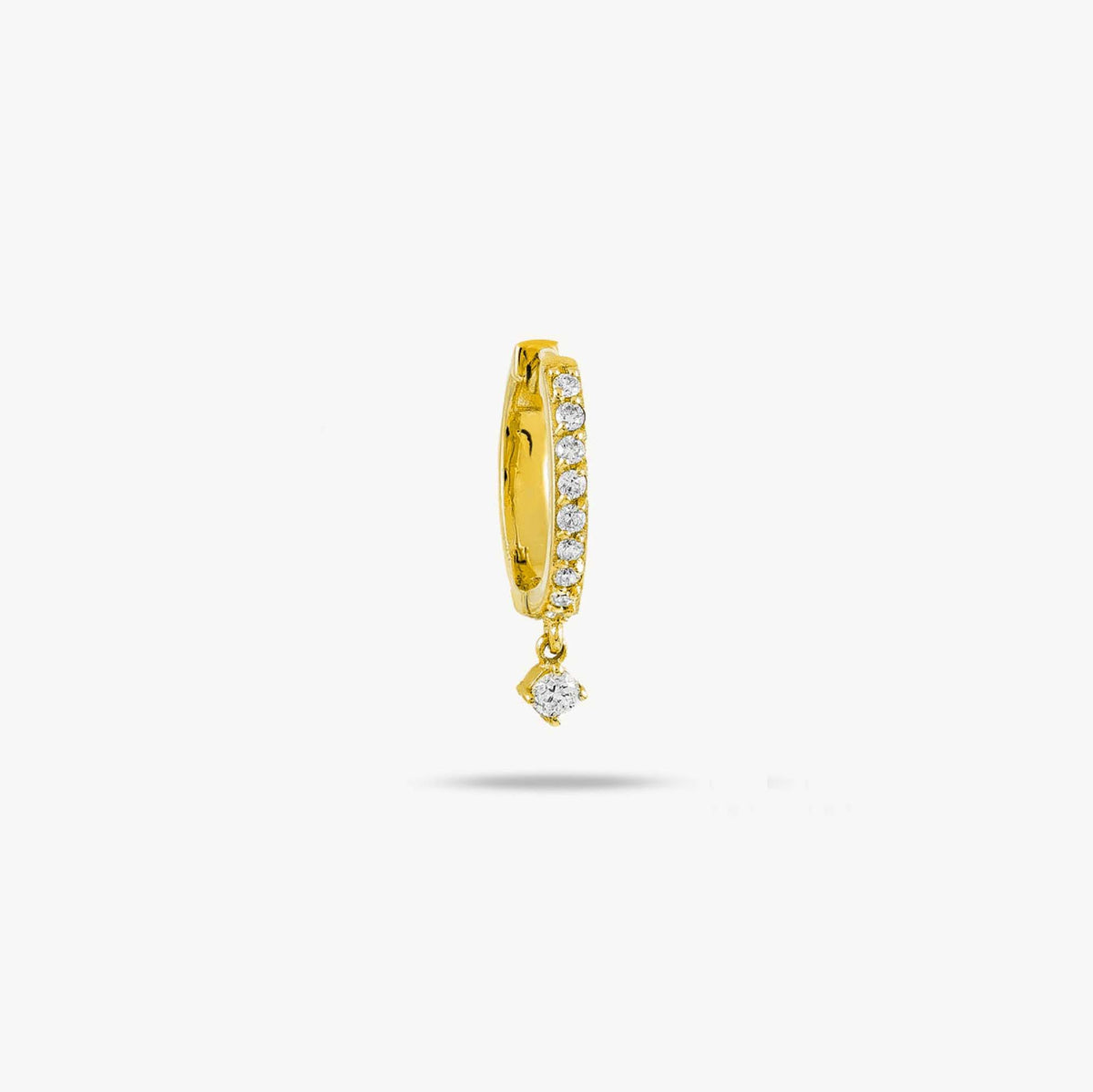 Single Minimal Diamond Dangle Hoop in 14K Gold