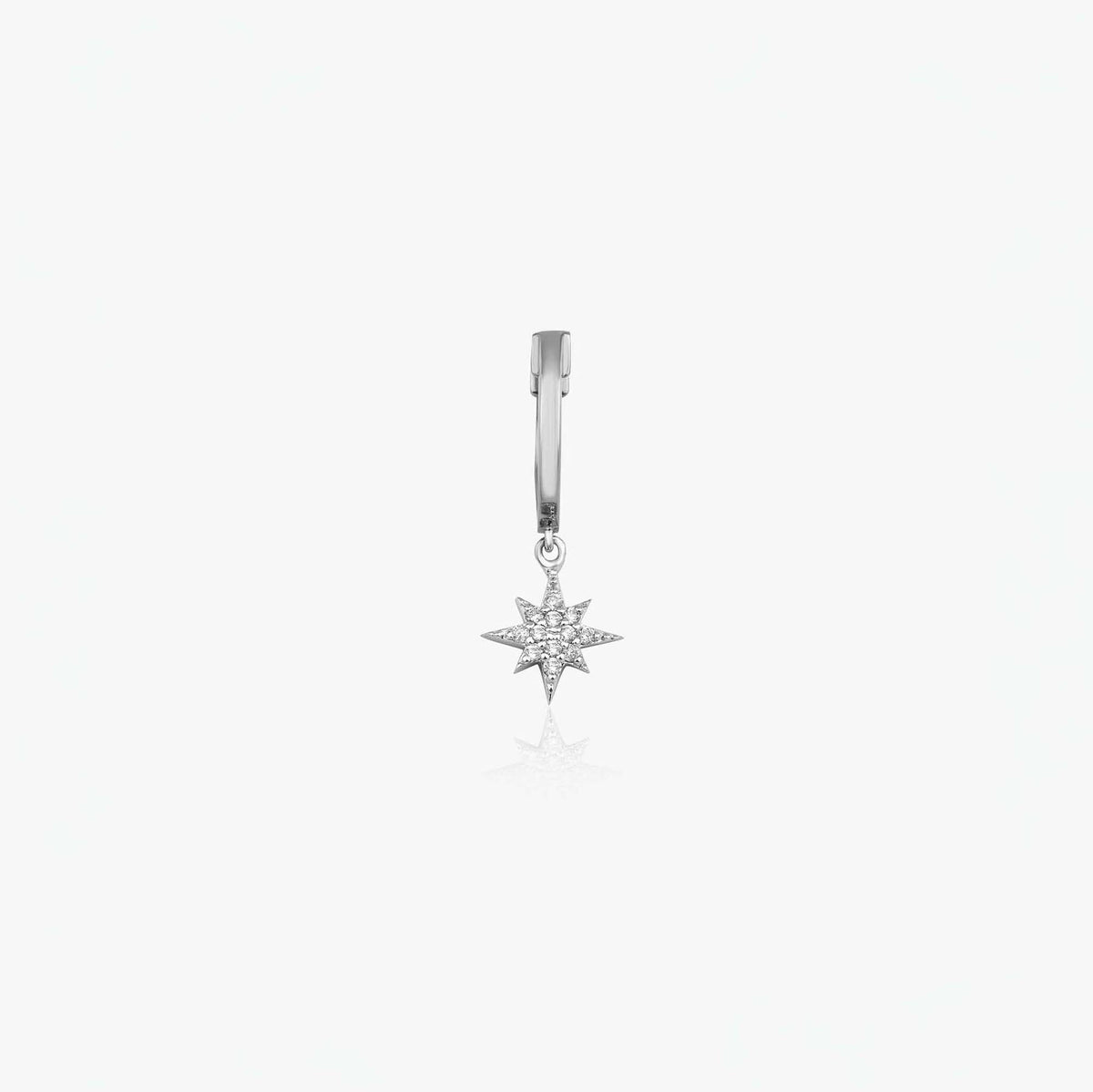 Single Diamond North Star Hoop in 14K Gold