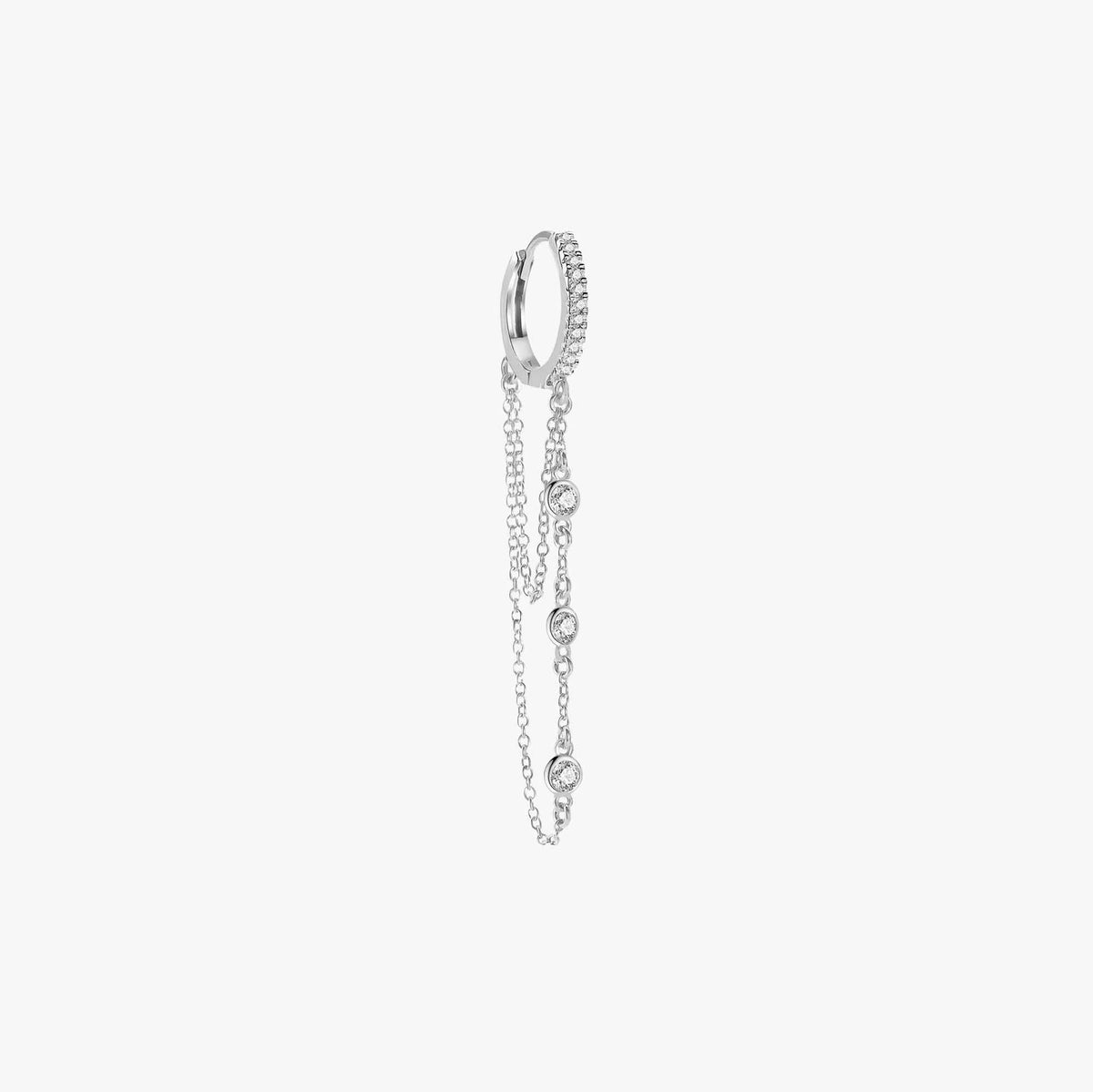 Single Floating Diamond Hoop in 14K Gold