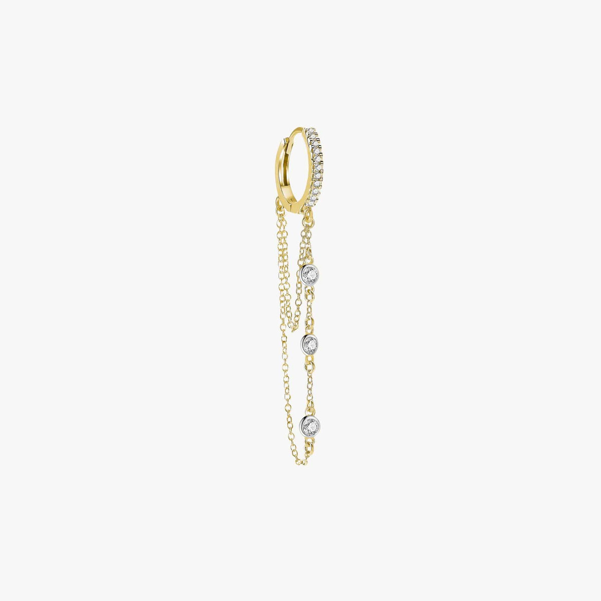 Single Floating Diamond Hoop in 14K Gold