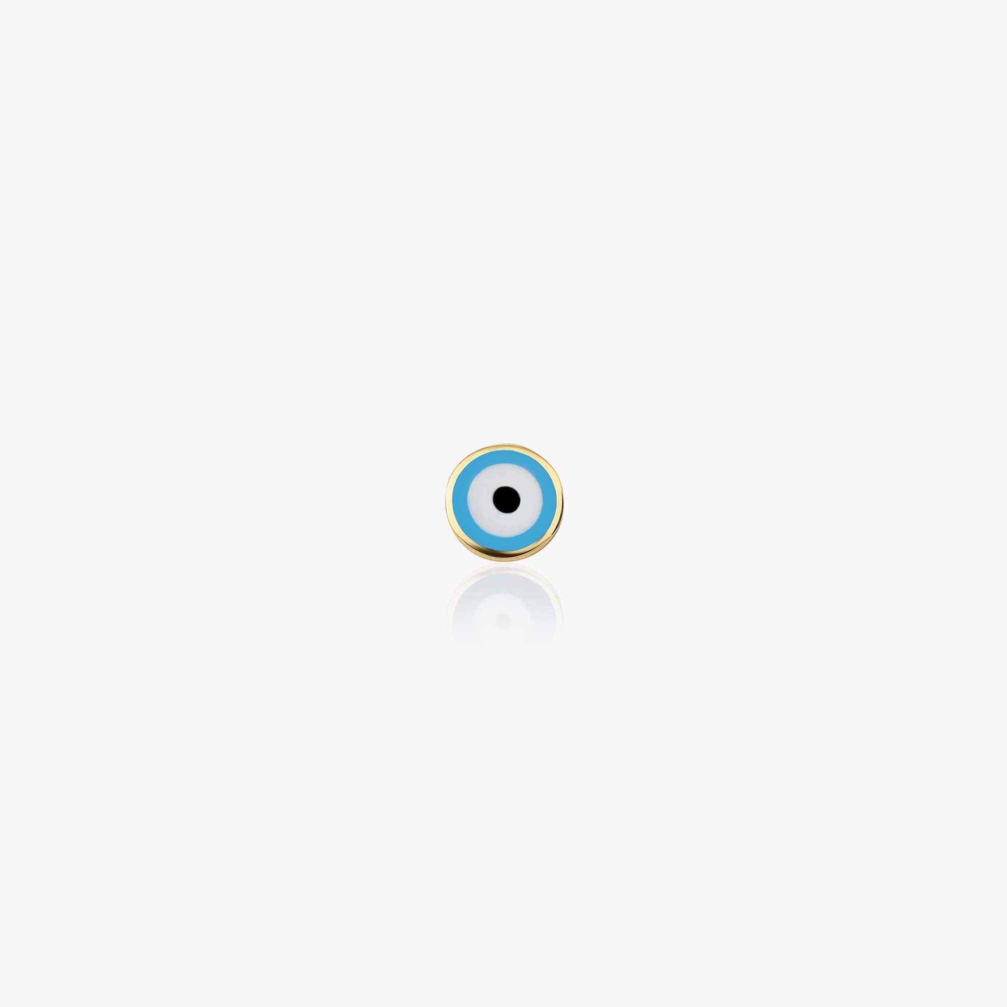 Single Minimal Ocean Blue Evil Eye Stud in 14K Gold