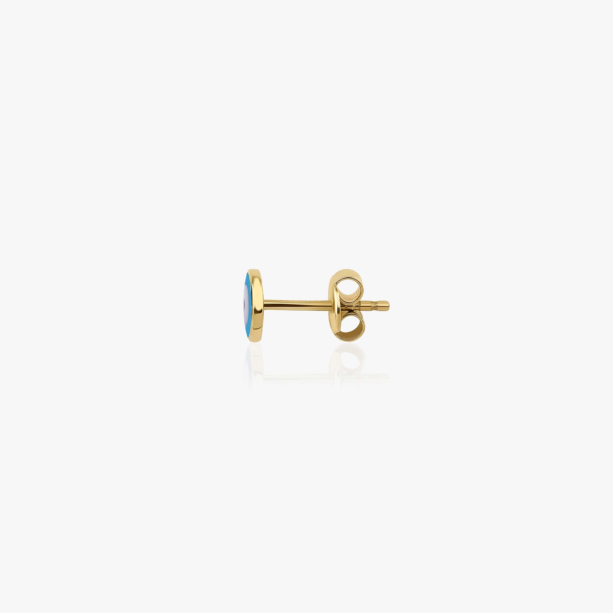 Single Minimal Ocean Blue Evil Eye Stud in 14K Gold