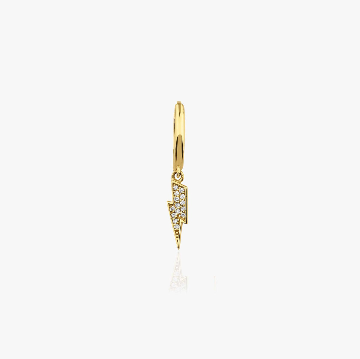 Single Diamond Lightning Hoop in 14K Gold