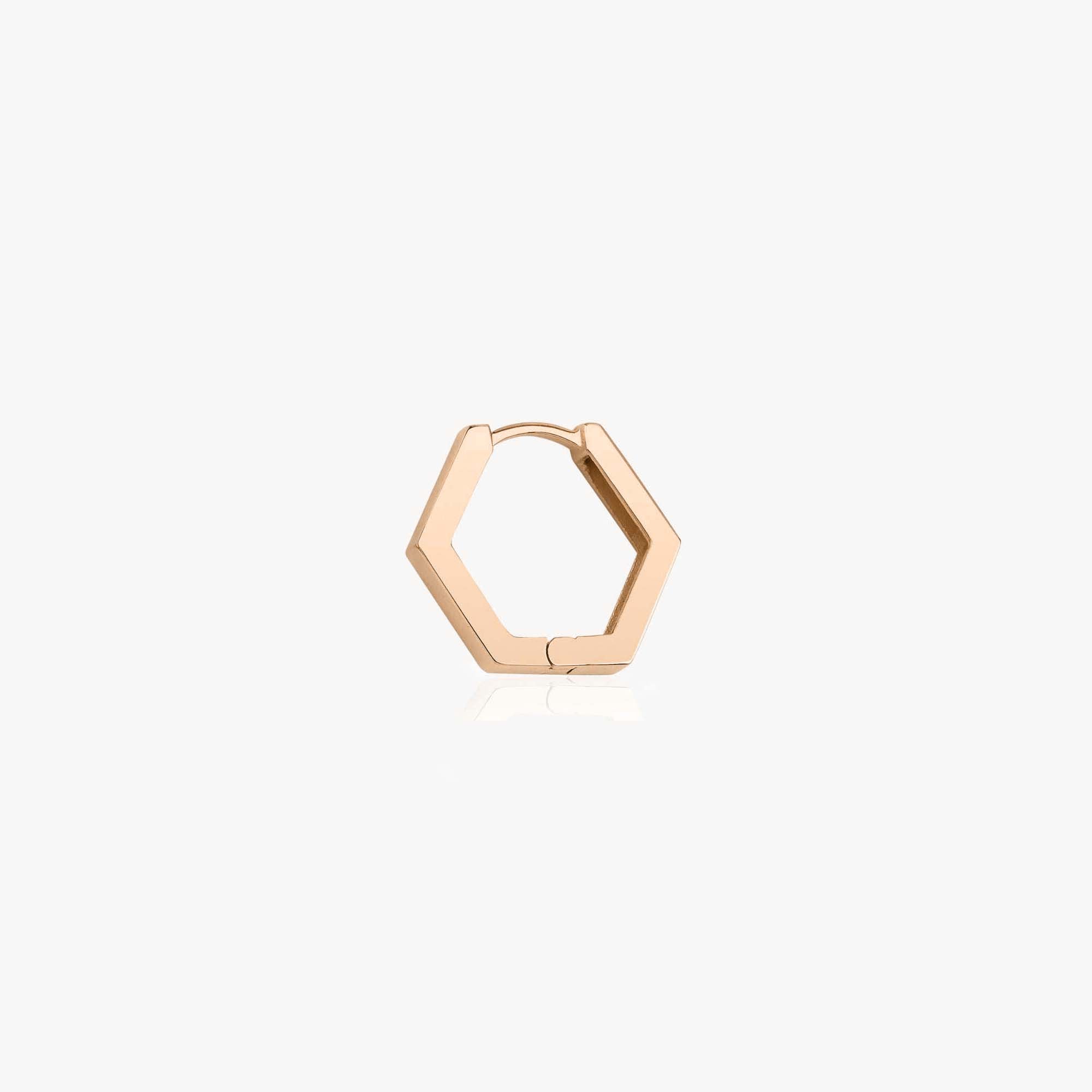 Single Minimal Hexagon Hoop in 14K Gold
