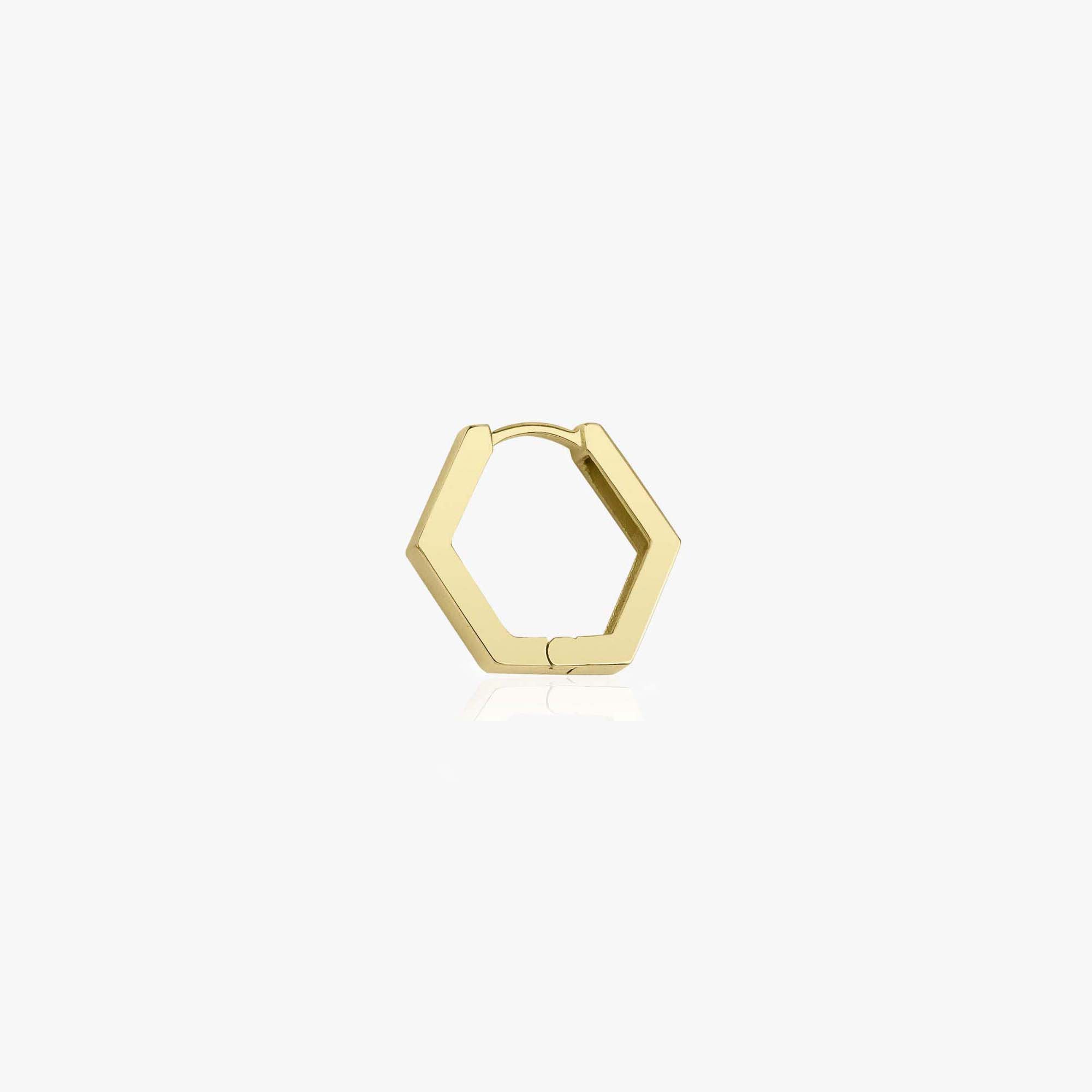 Single Minimal Hexagon Hoop in 14K Gold