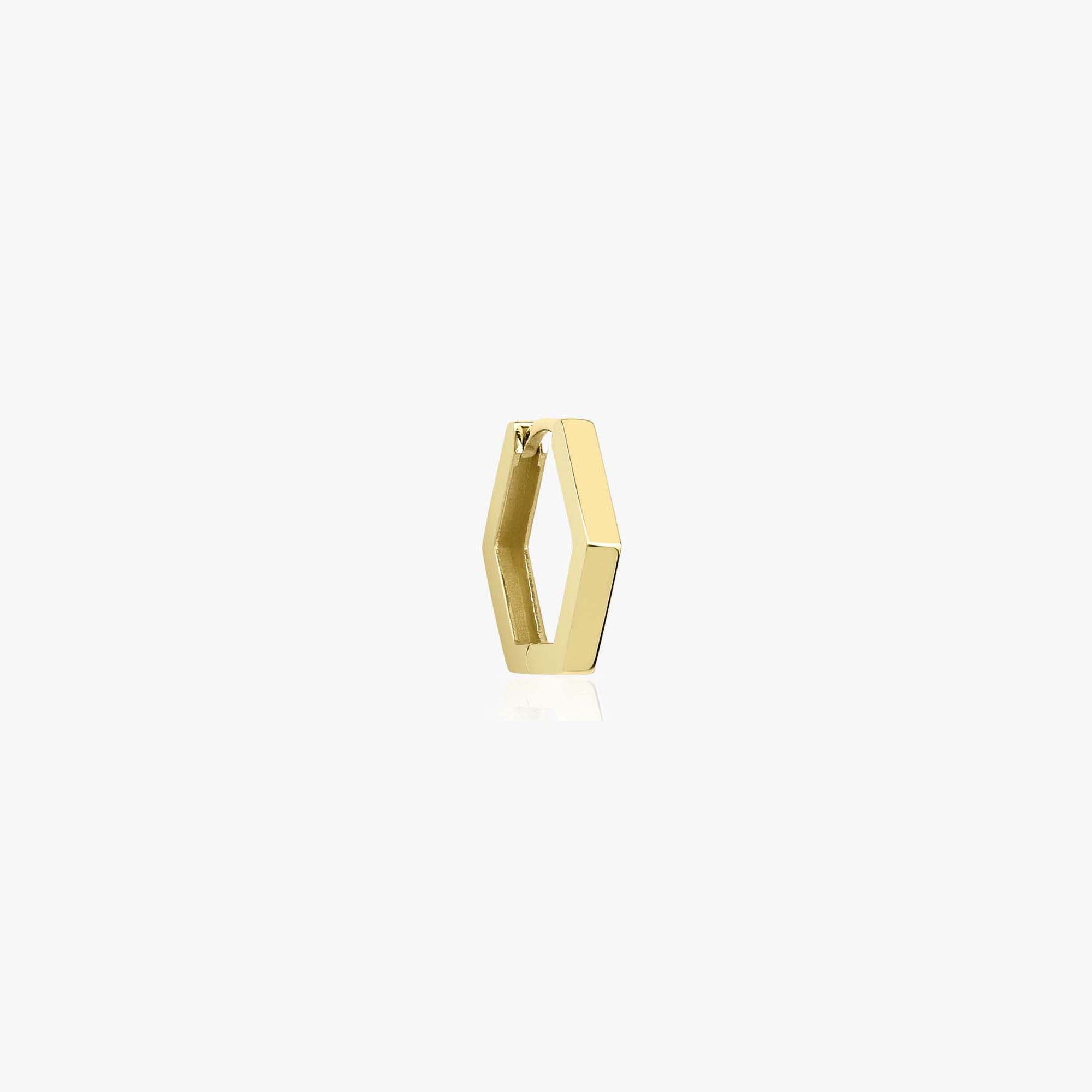 Single Minimal Hexagon Hoop in 14K Gold