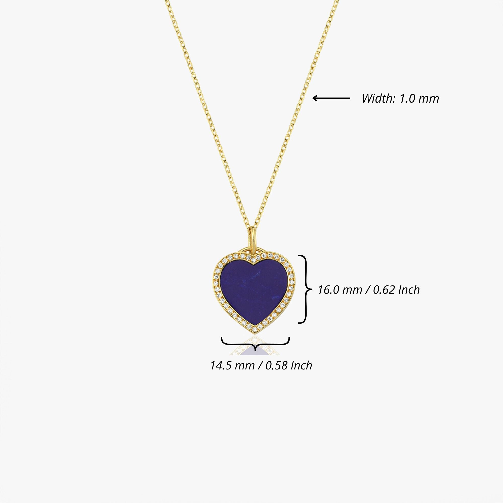 Small Diamond Lapis Heart Necklace in 14K Gold