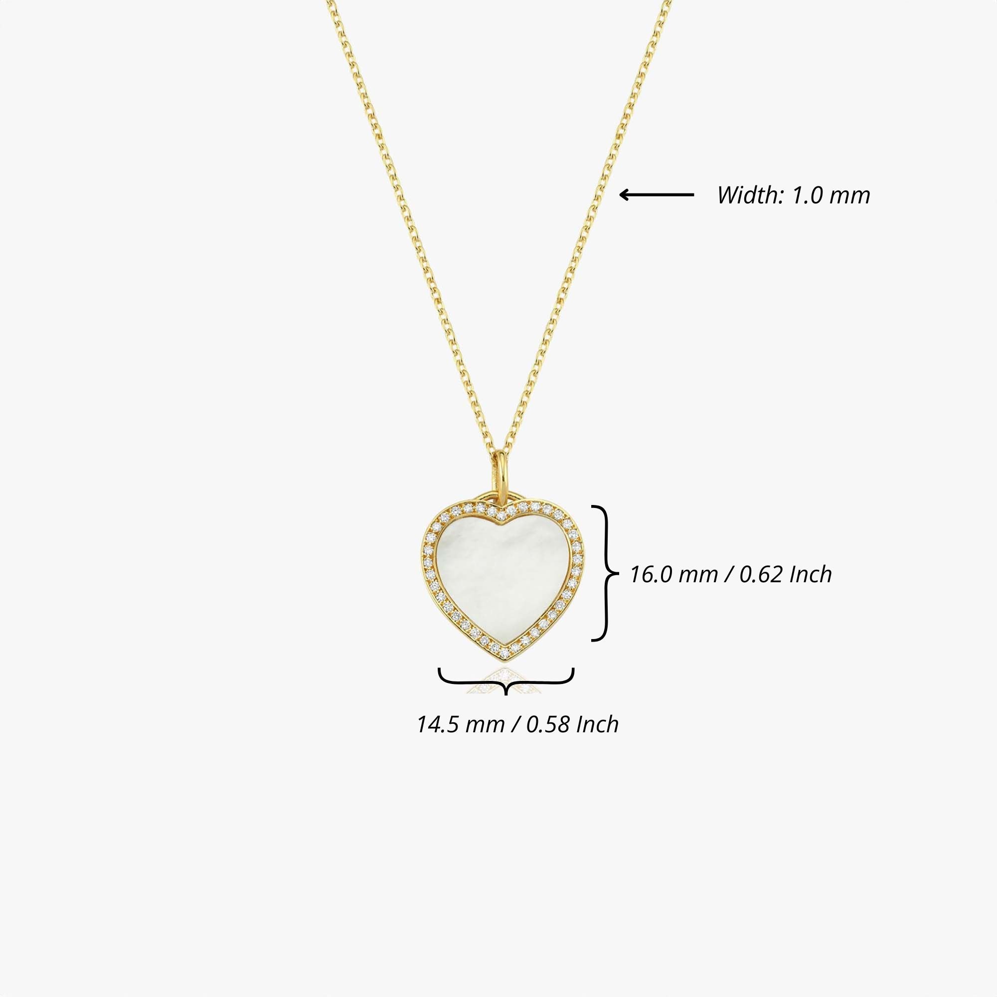 Small Diamond Mother of Pearl Heart Necklace in 14K Gold