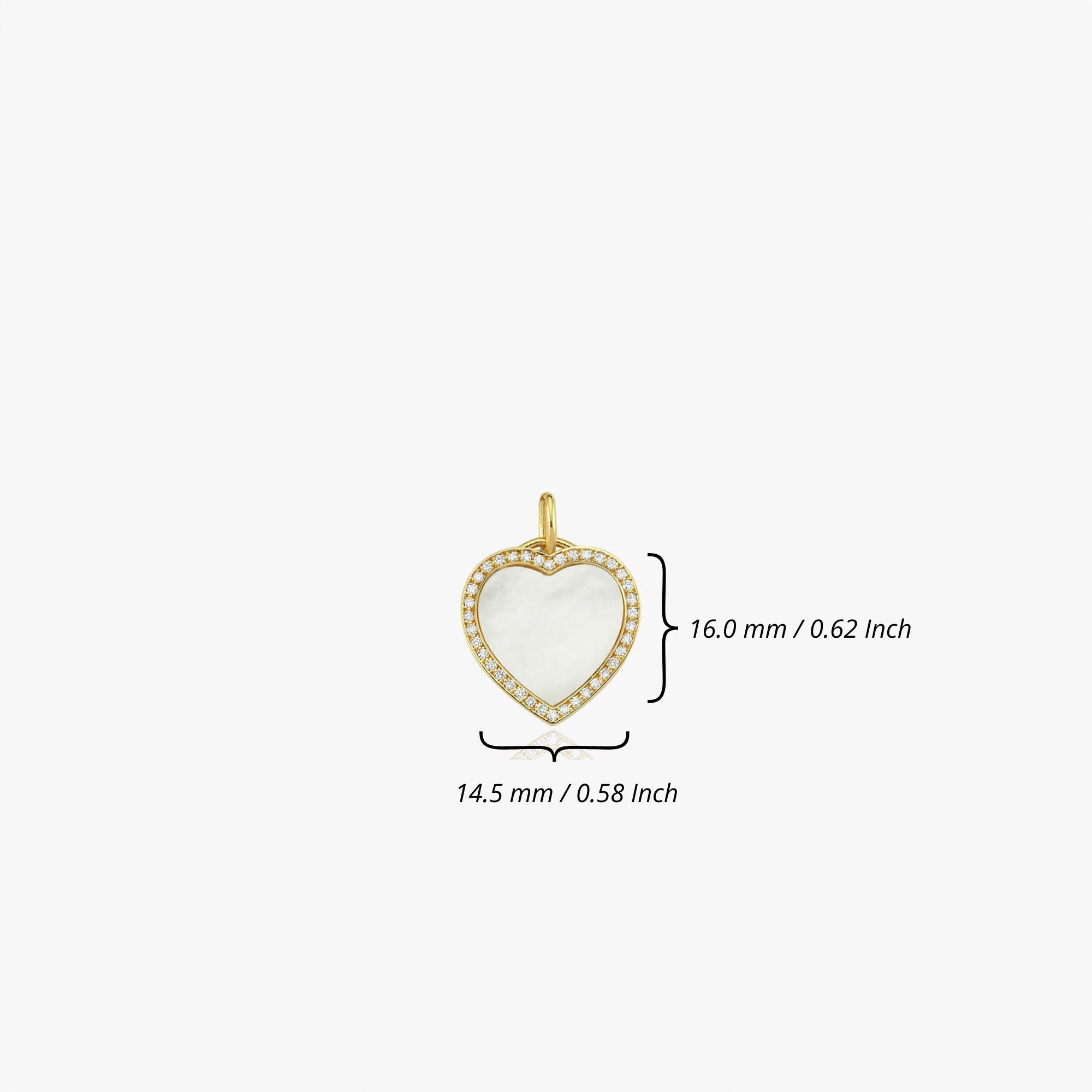 Small Diamond Mother of Pearl Heart Pendant in 14K Gold