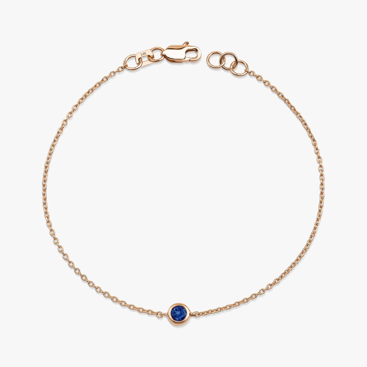 Solitaire Blue Sapphire Bracelet in 14K Gold
