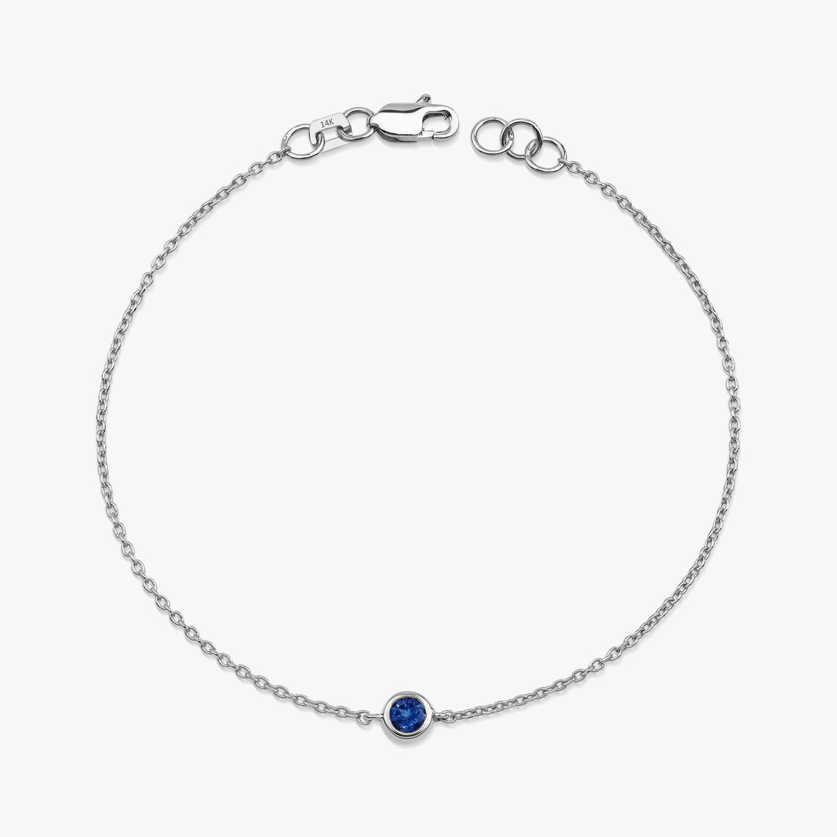 Solitaire Blue Sapphire Bracelet in 14K Gold
