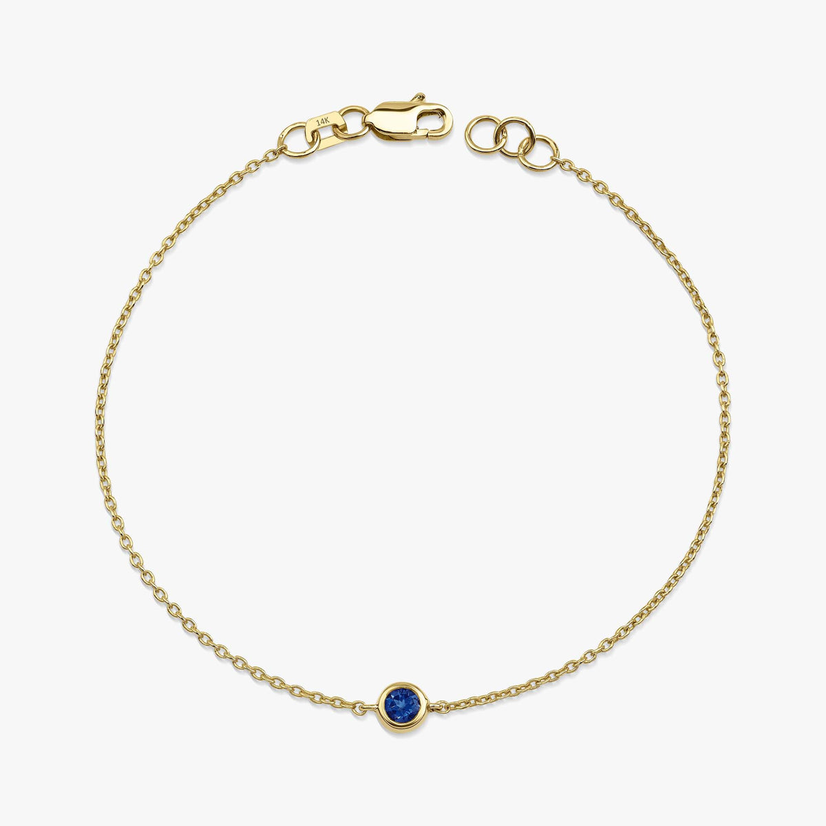 Solitaire Blue Sapphire Bracelet in 14K Gold