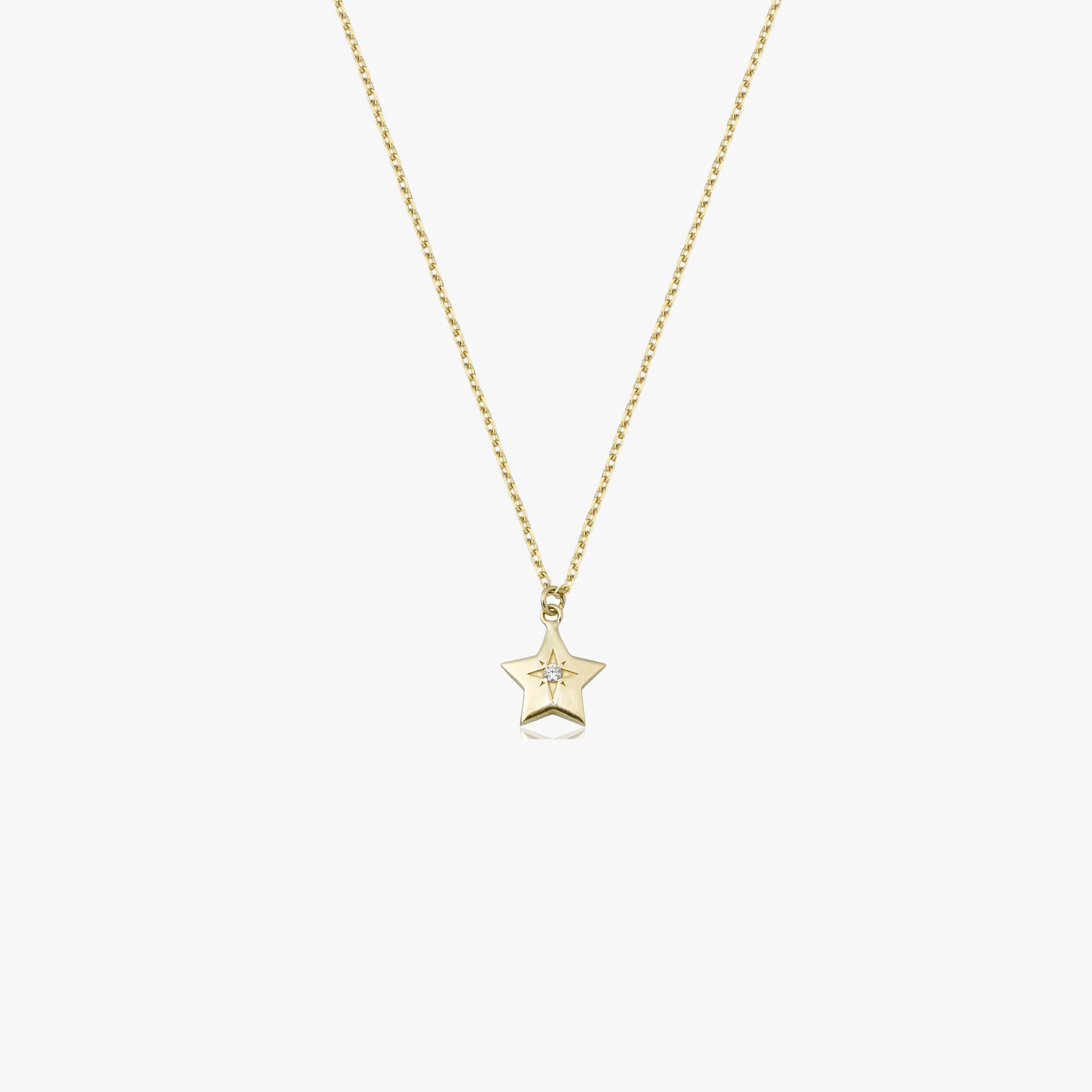 Mini Diamond Star Necklace in 14K Gold
