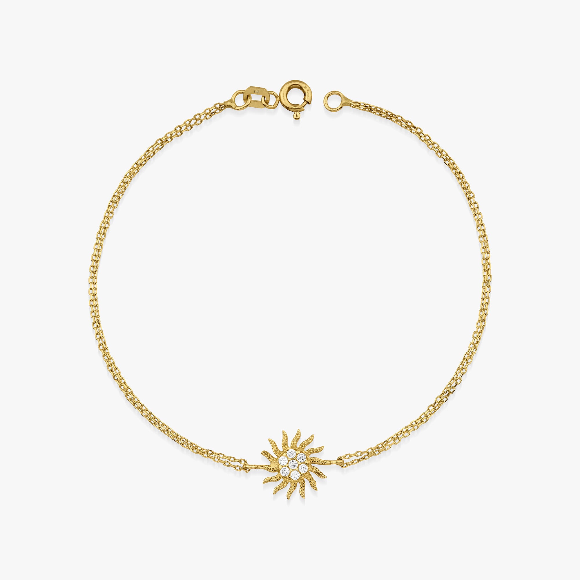 Sun Charm Bracelet in 14K Gold