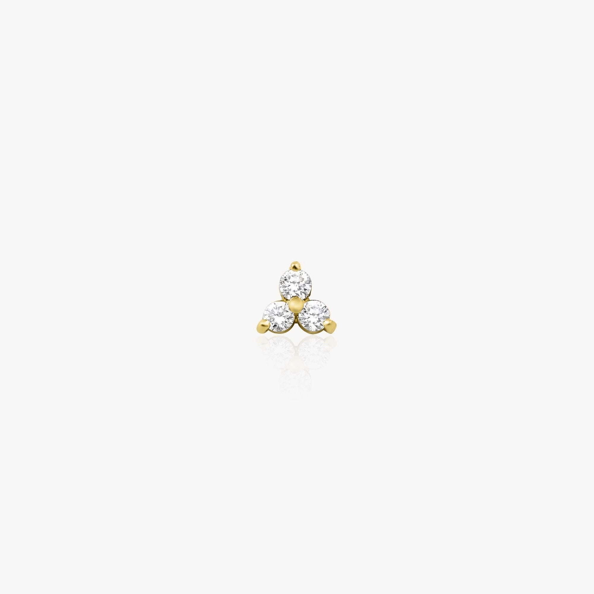 Single Three Diamond Stud Available in 14K and 18K Gold