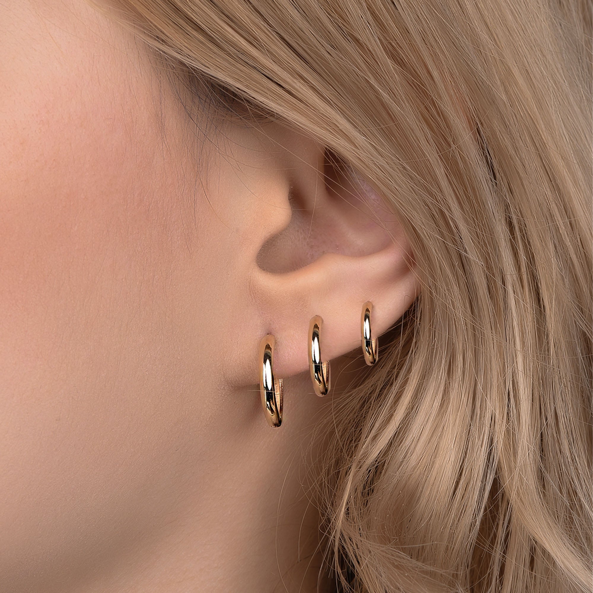 Single Modern Plain Hoop(s) in 14K Gold