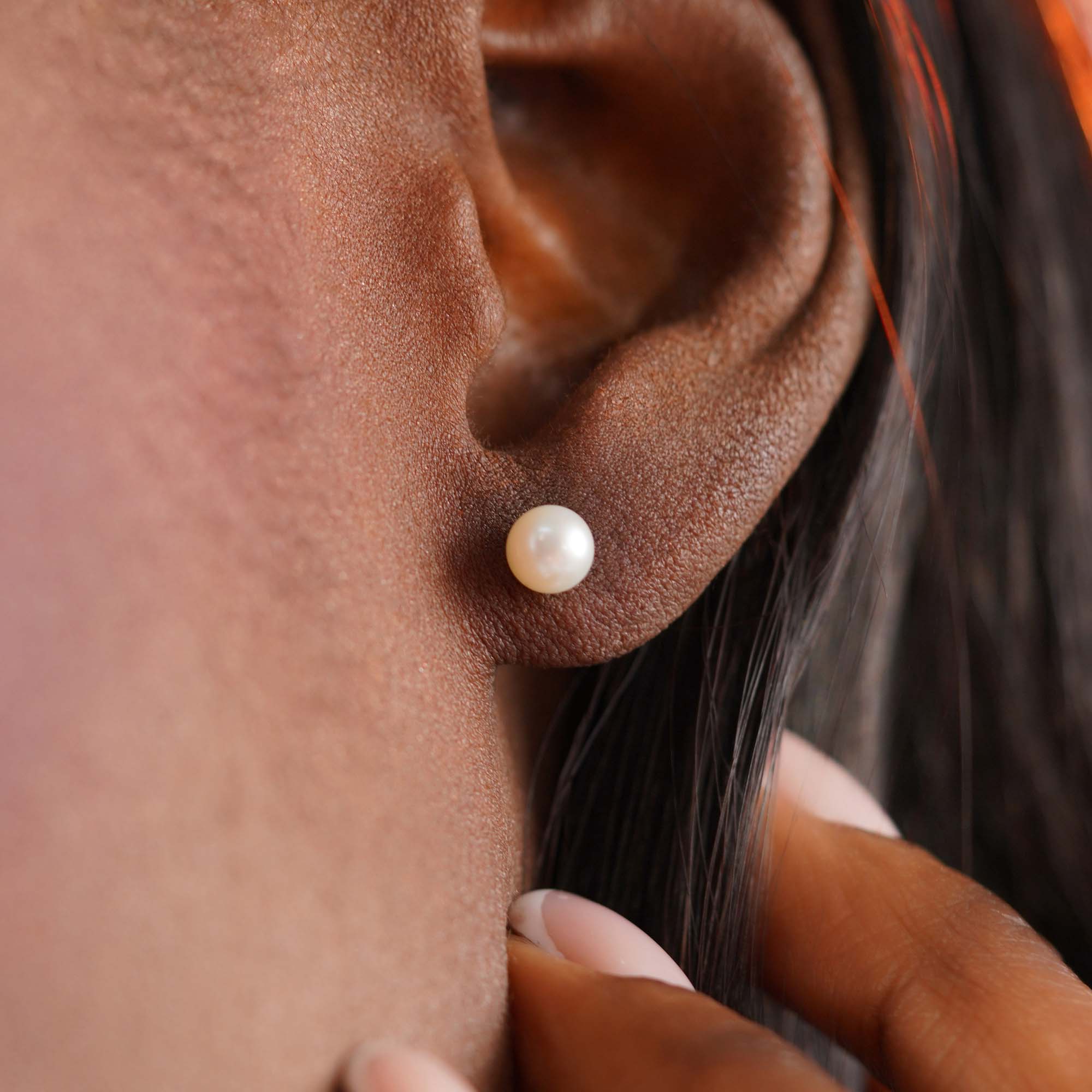 Tiny Pearl Studs in 14K Gold