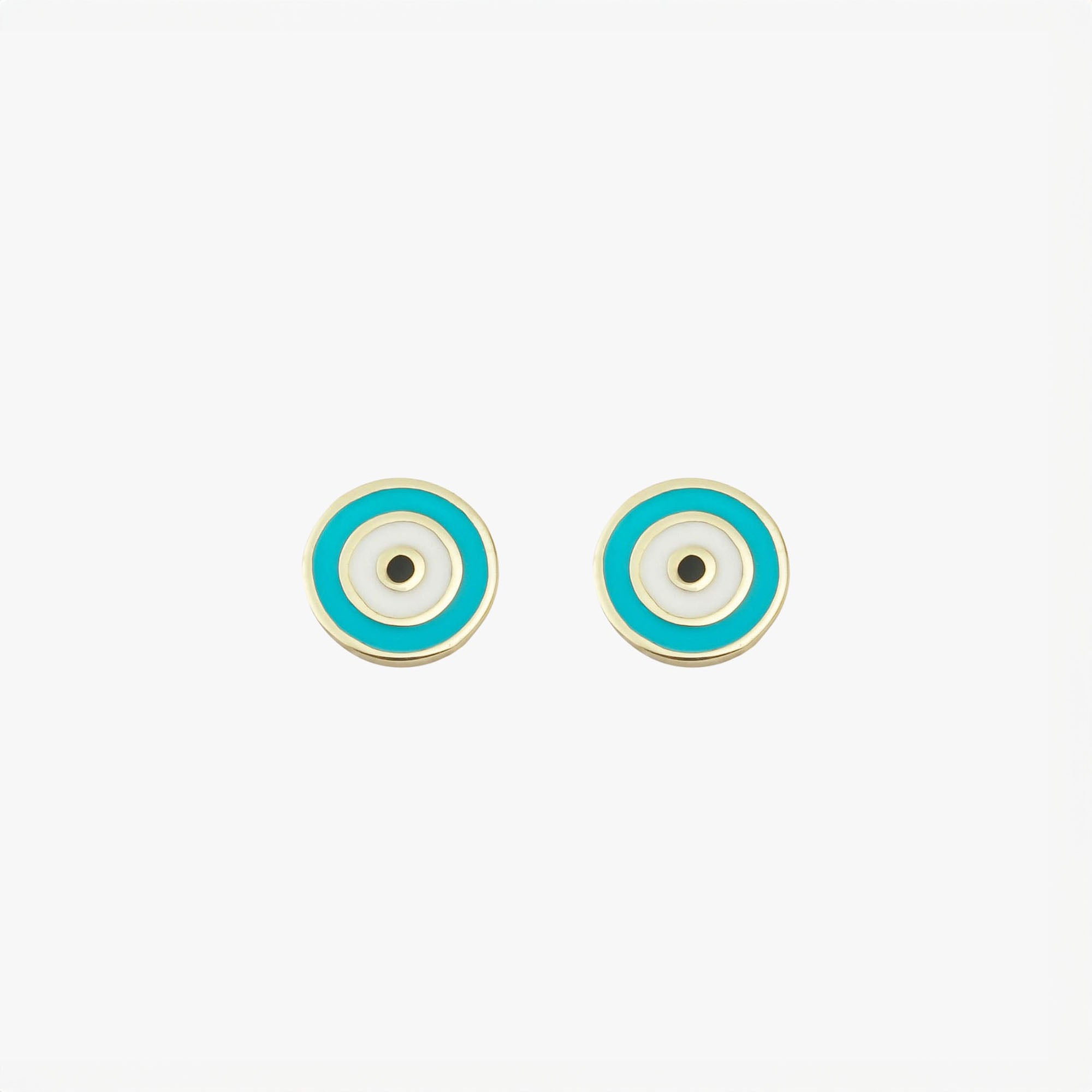 Mini Turquoise Evil Eye Studs in 14K Gold