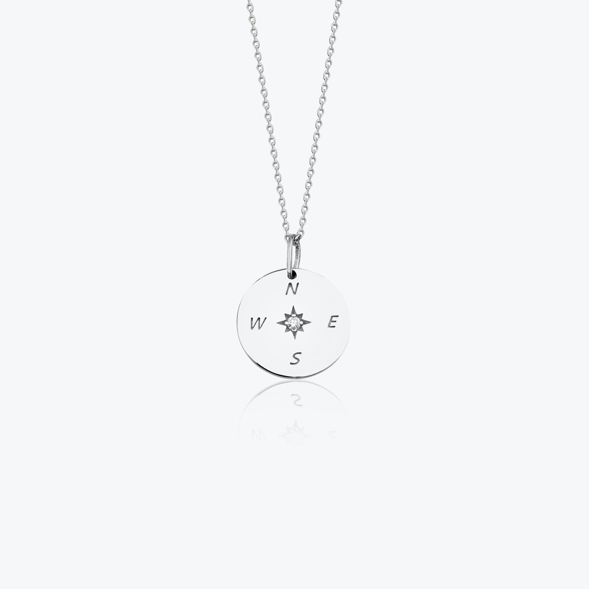 14K Gold Diamond Compass Charm Necklace