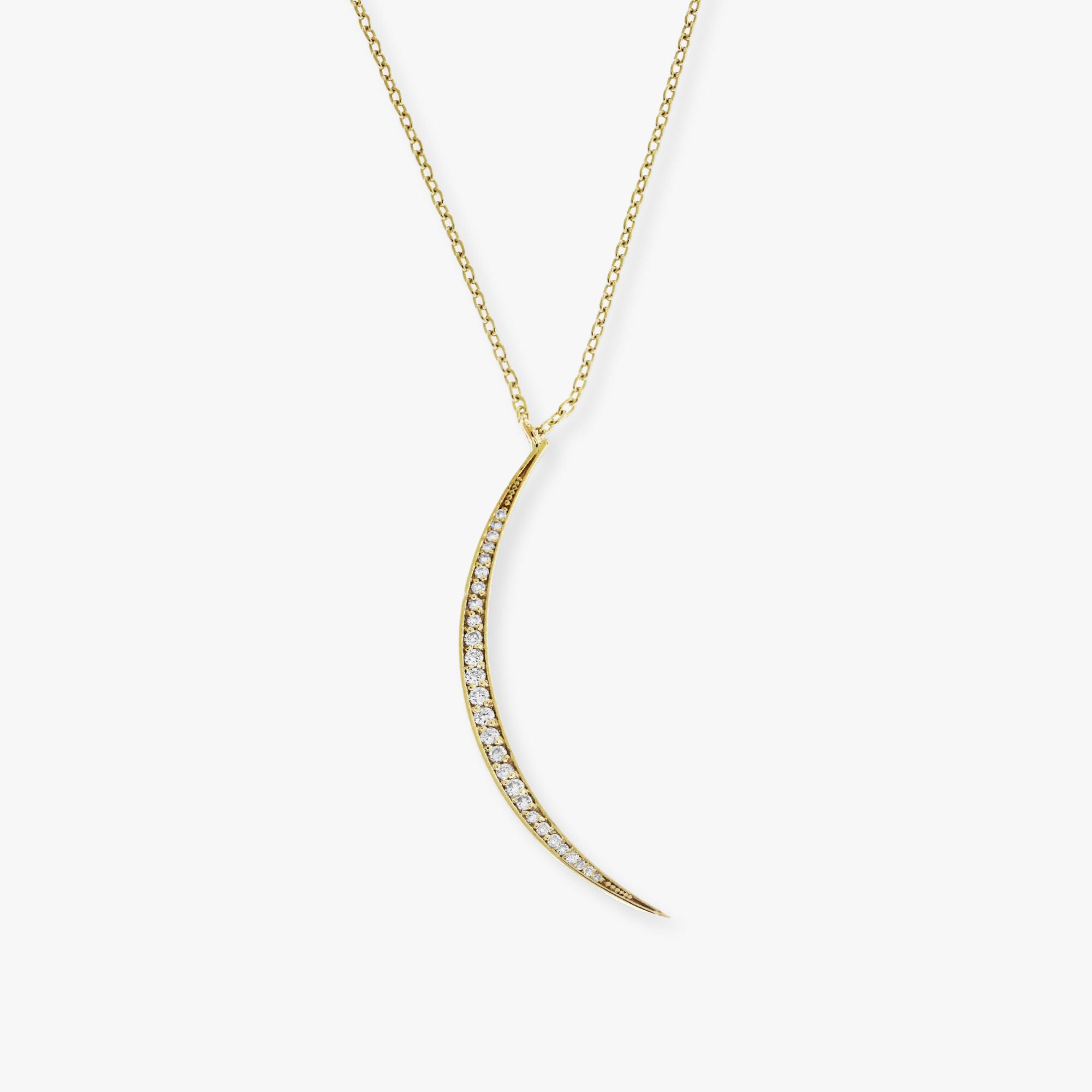 Diamond Crescent Moon Necklace Available in 14K and 18K Gold