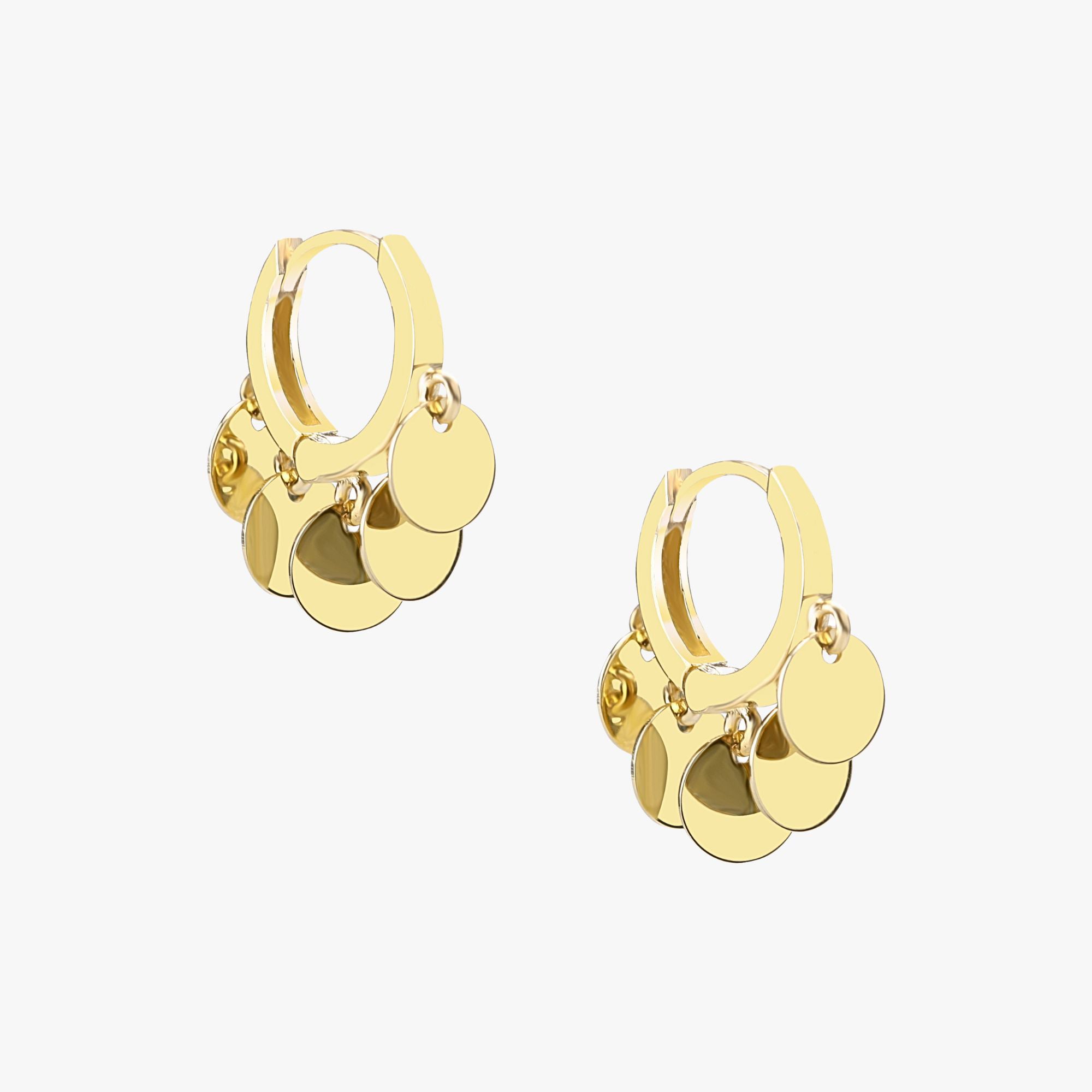 14K Gold Drop Circle Earrings