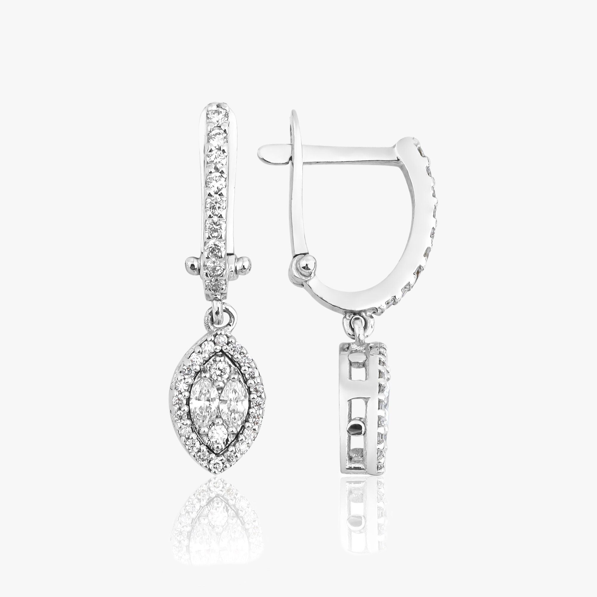 Marquise Cut Diamond Dangle Earrings in 14K White Gold