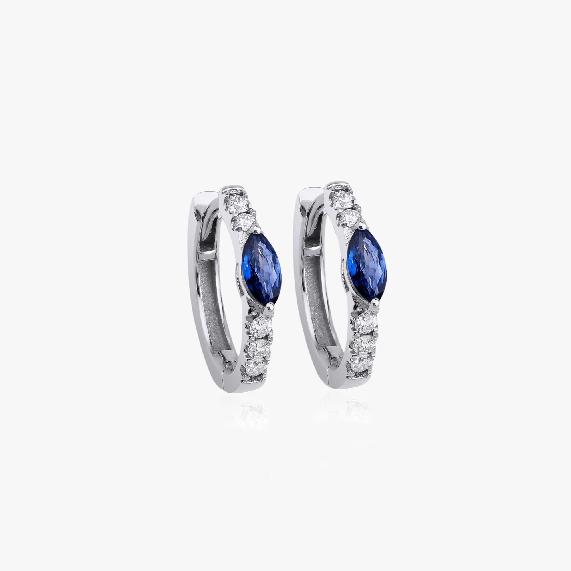 Marquise Sapphire and Diamond Earrings Available in 14K and 18K Gold
