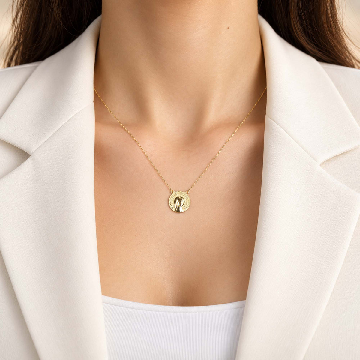 Virgin Mary Necklace in 14K Gold