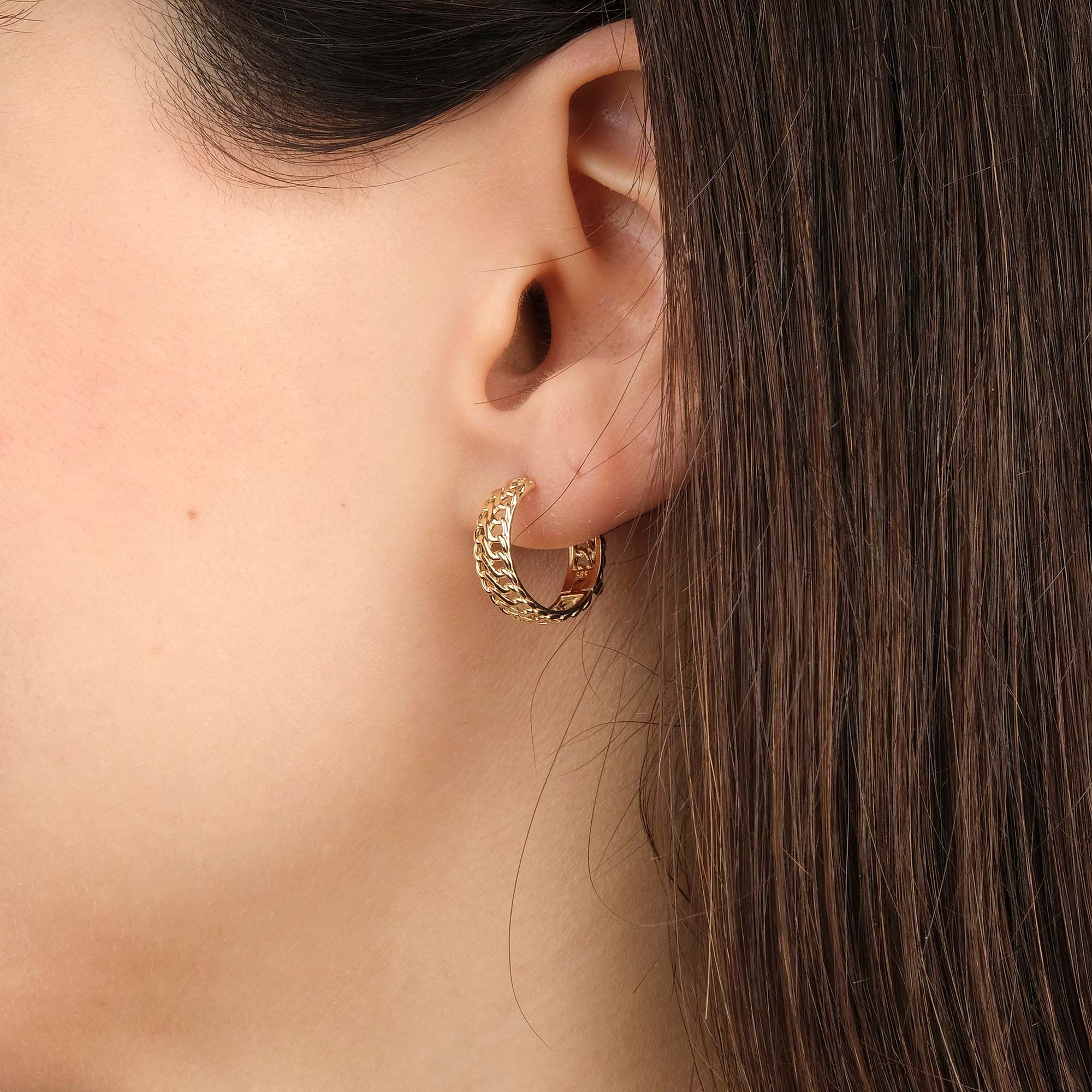 Vienna Chain Hoops in 14K Gold