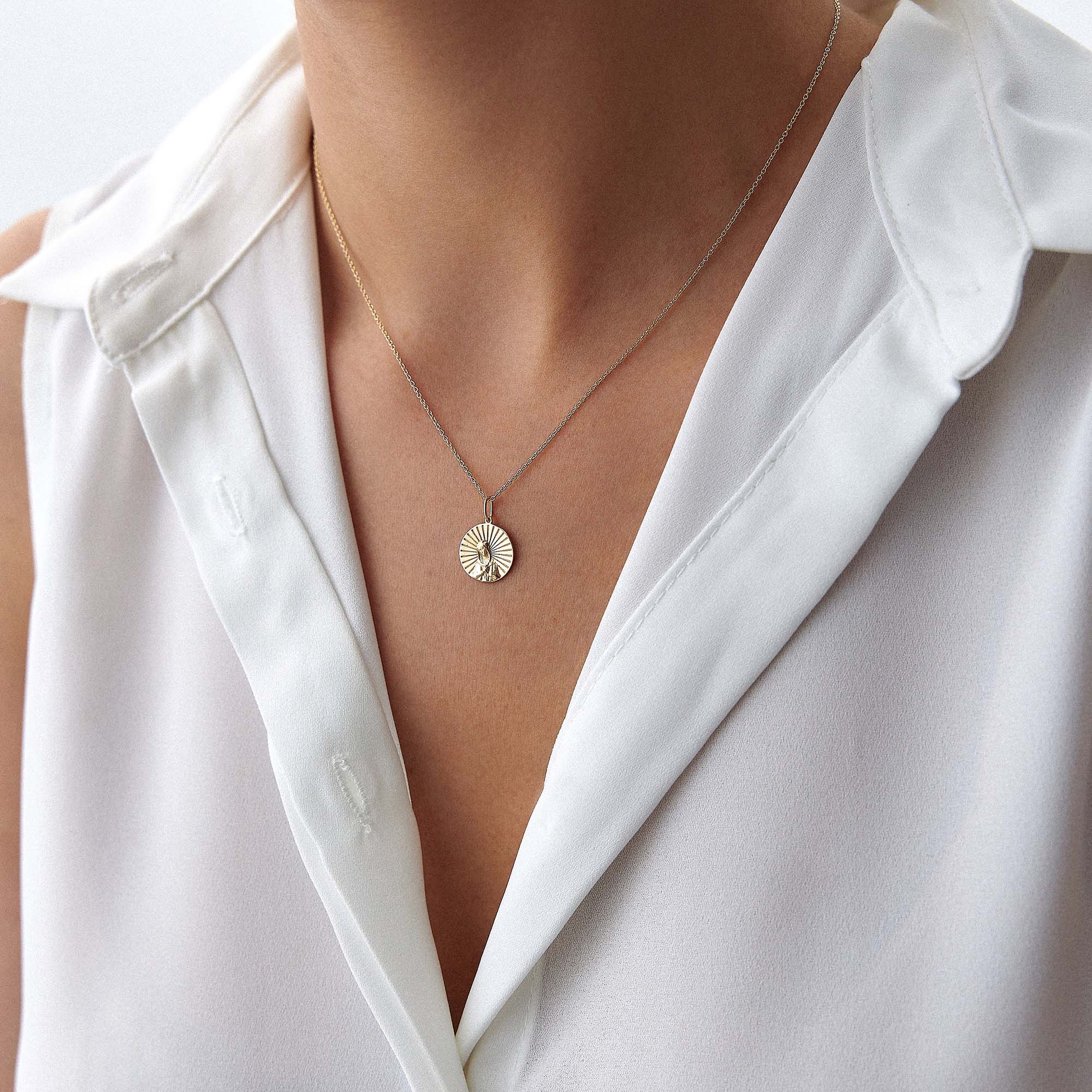 Virgin Mary Charm in 14K Gold