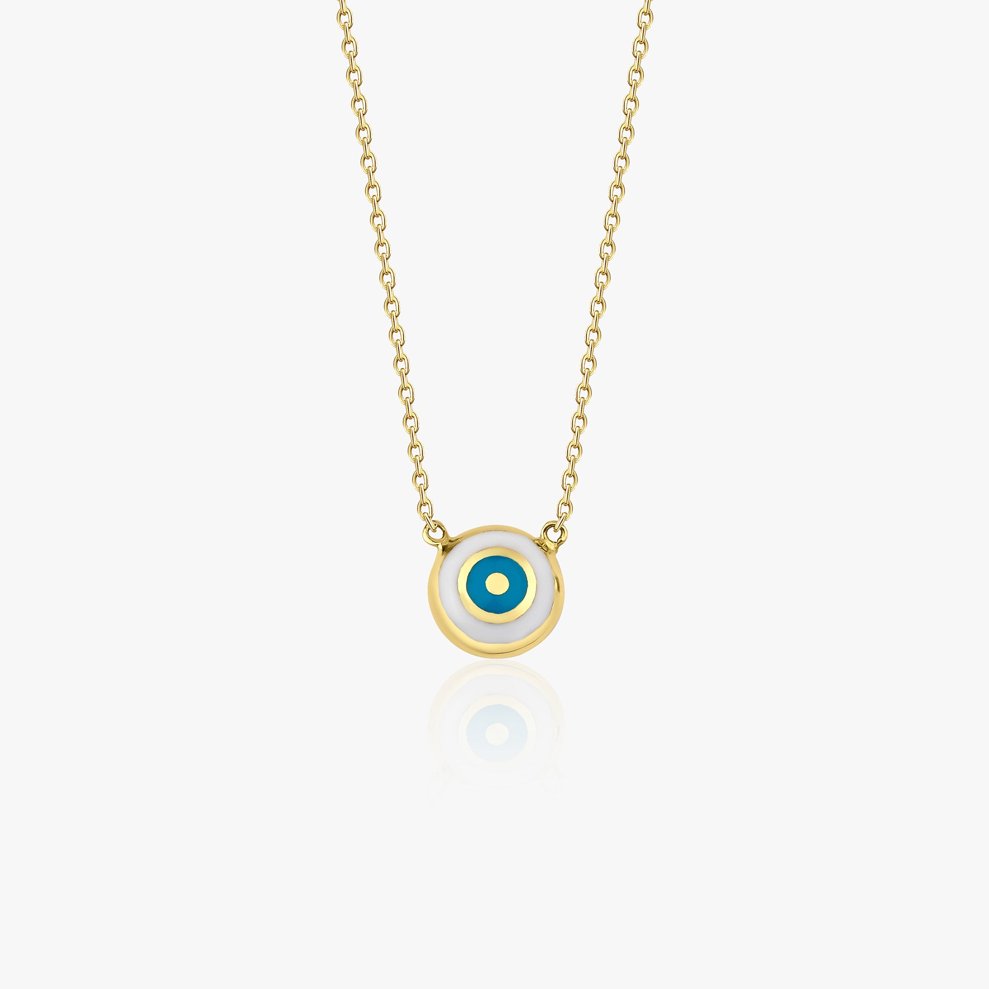 Mini White Evil Eye Choker Necklace in 14K Gold