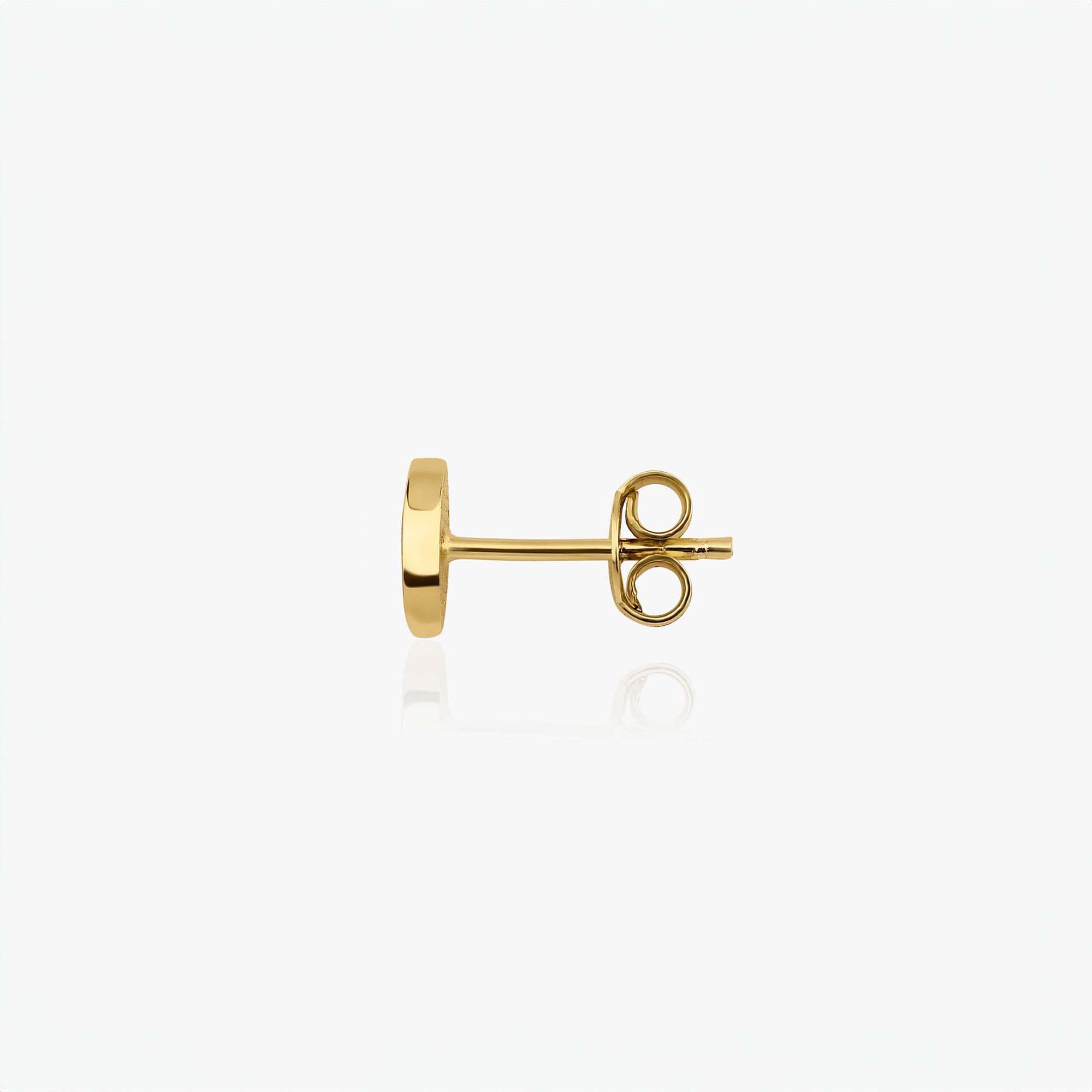 Single Mini Elongated White Evil Eye Stud in 14K Gold