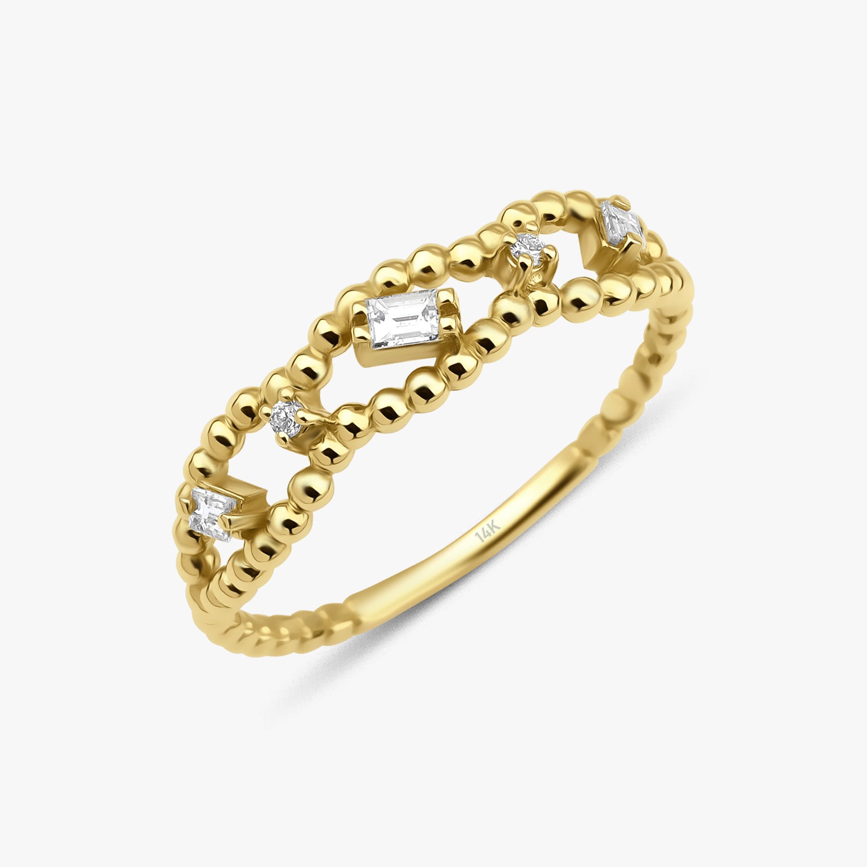 Dainty Baguette Diamond Ring Available in 14K Gold