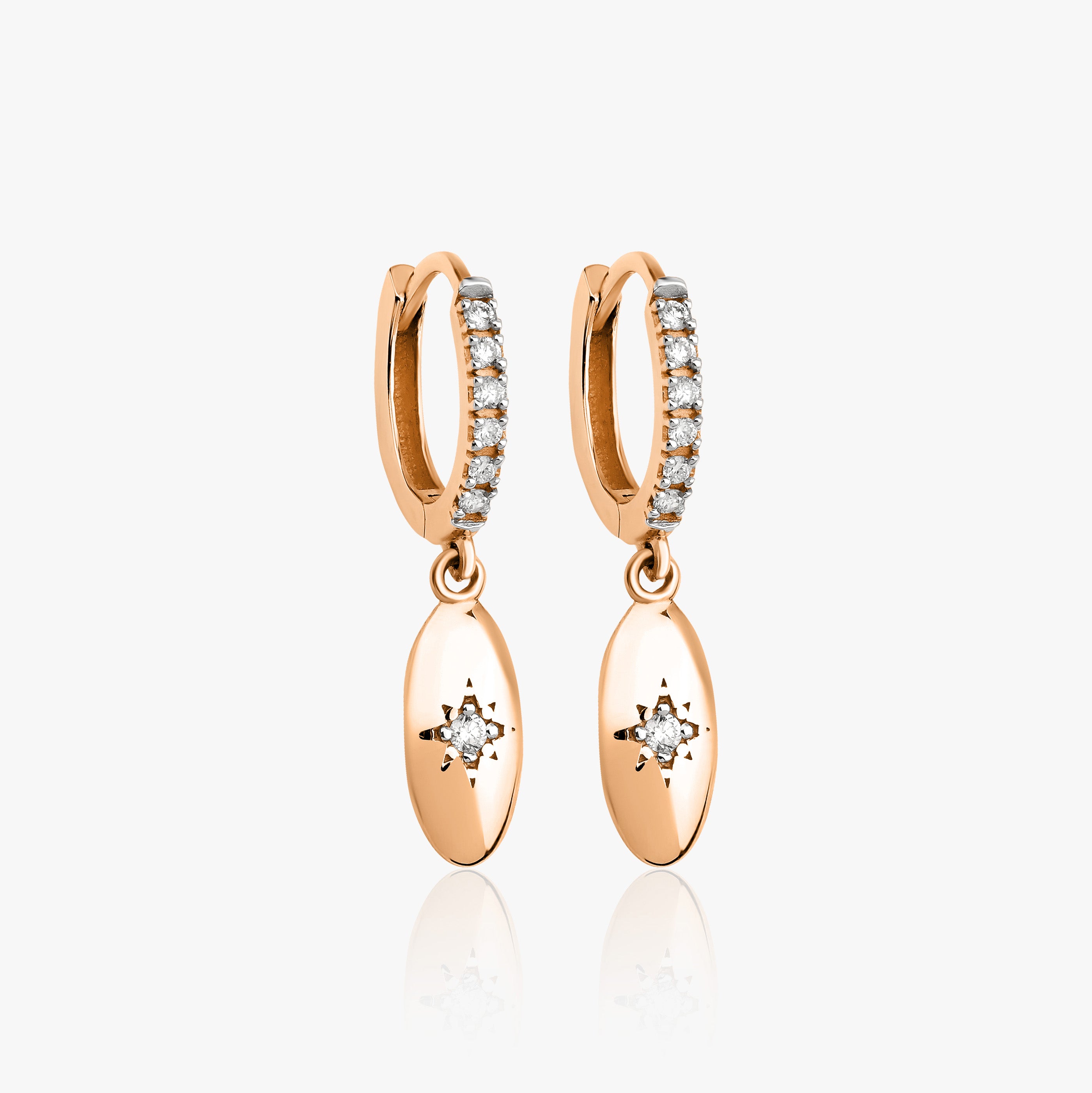 Diamond North Star Dangle Earrings in 14K Gold