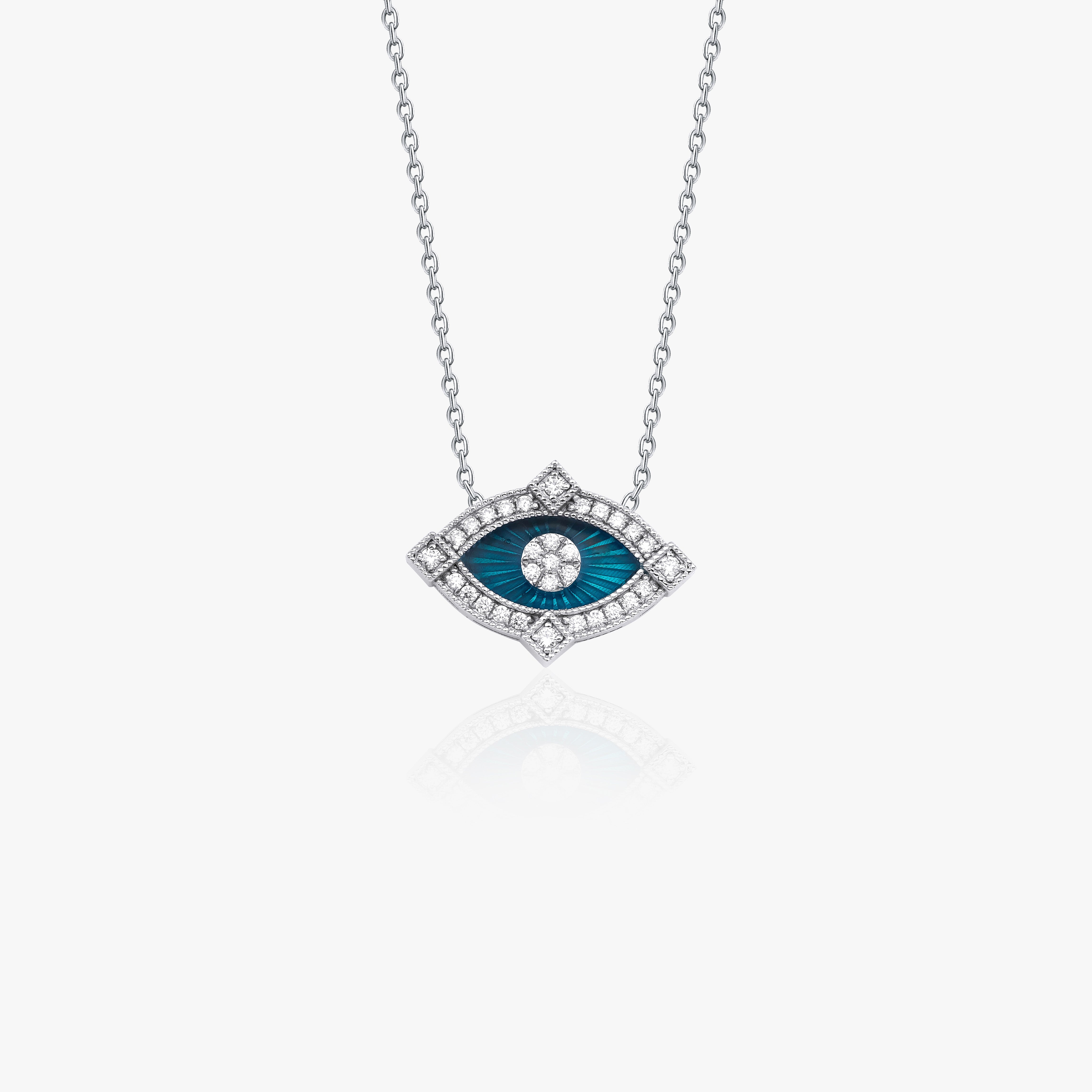Diamond Evil Eye Necklace Available in 14K and 18K Gold