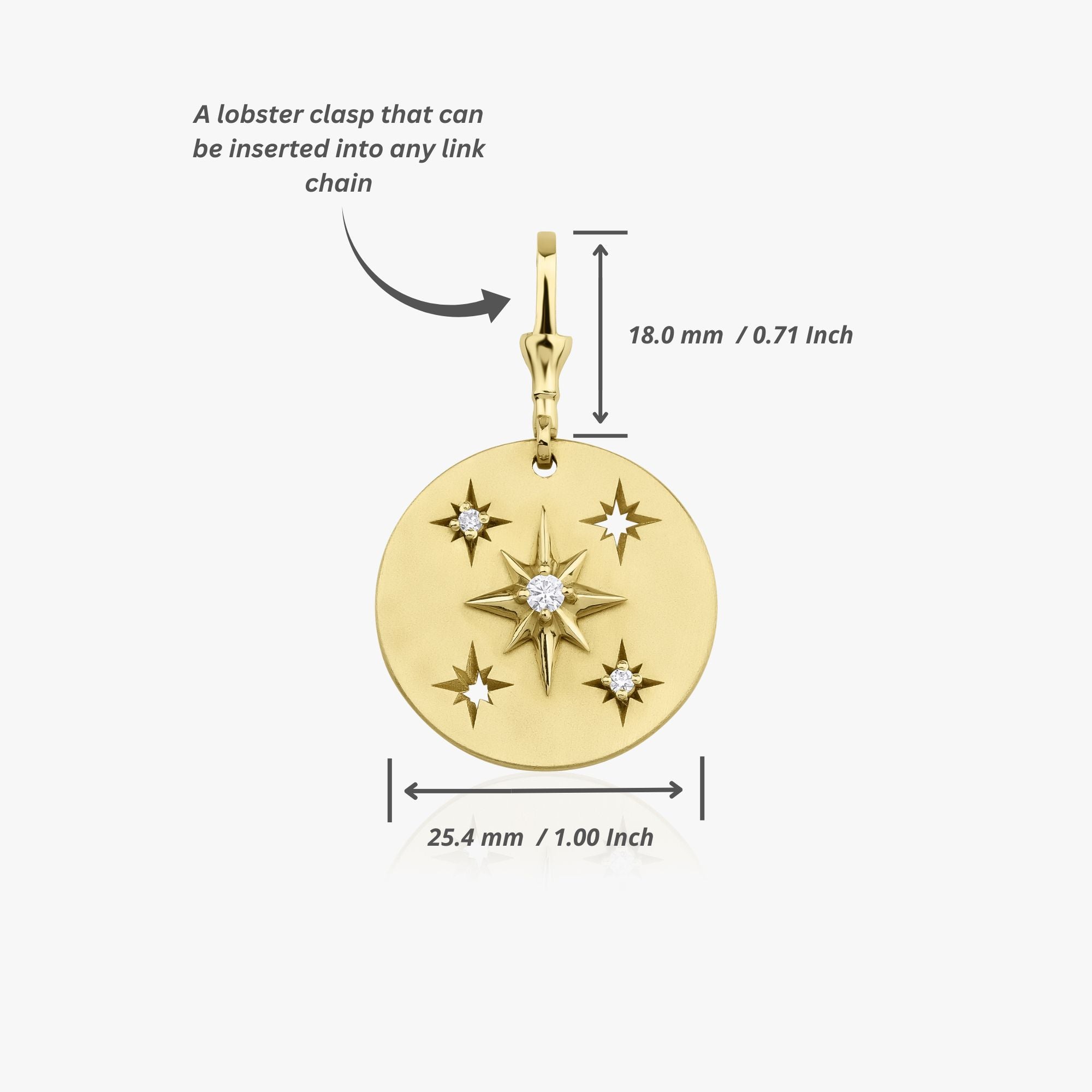 North Star Gold Medallion Pendant Available in 14K and 18K Gold
