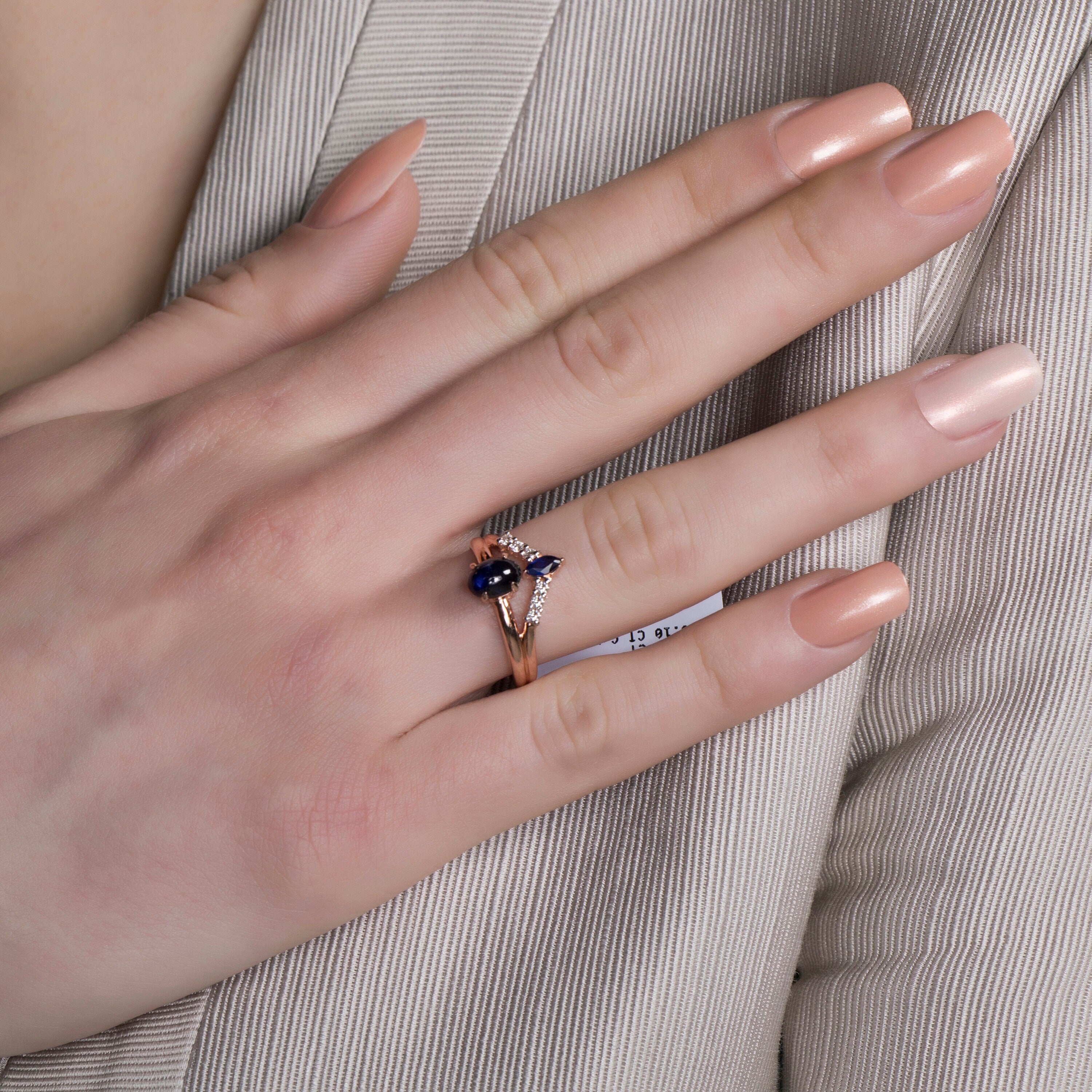 Double Sapphire and Diamond Ring in 14K Gold