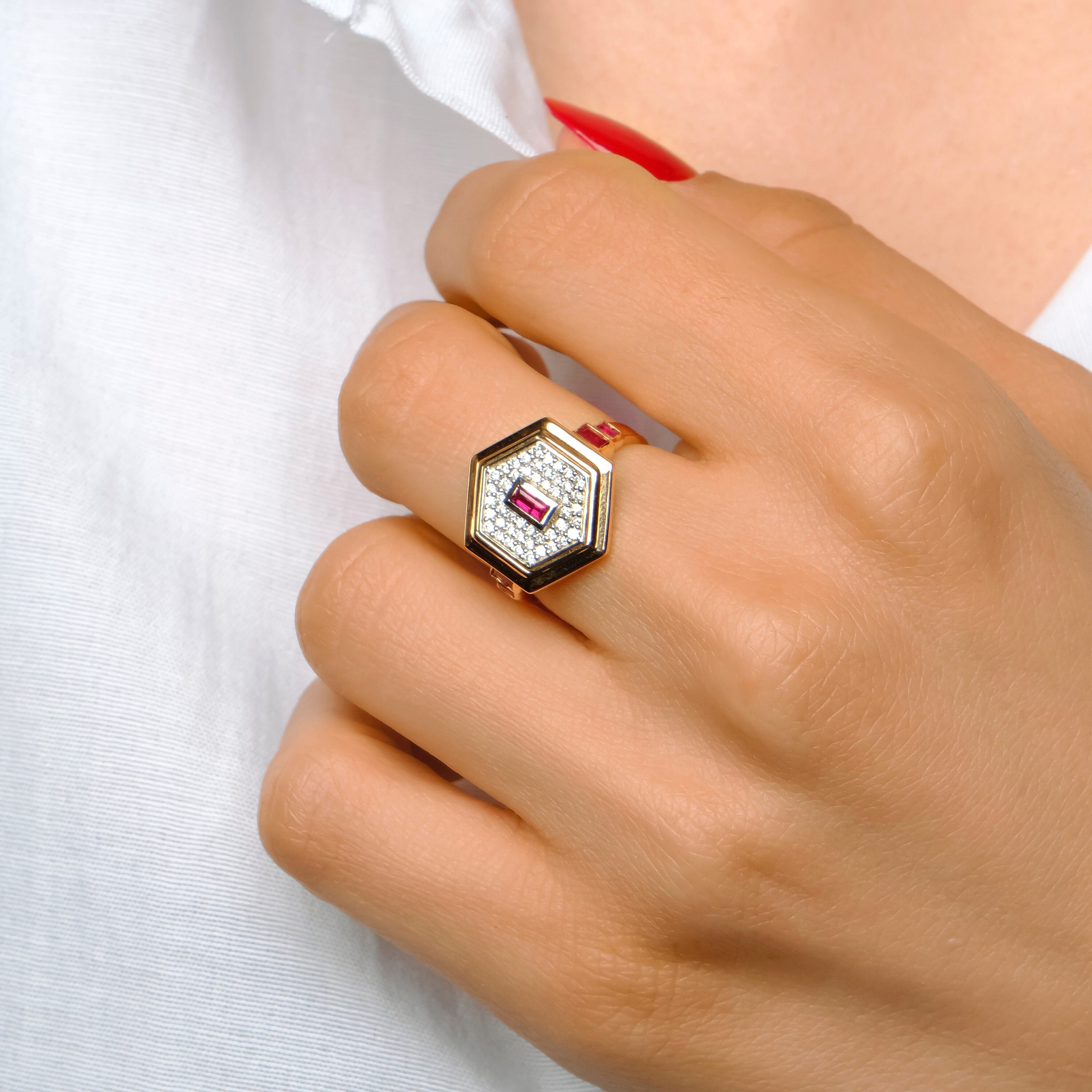 Ruby and Diamond Ring In 14K Gold