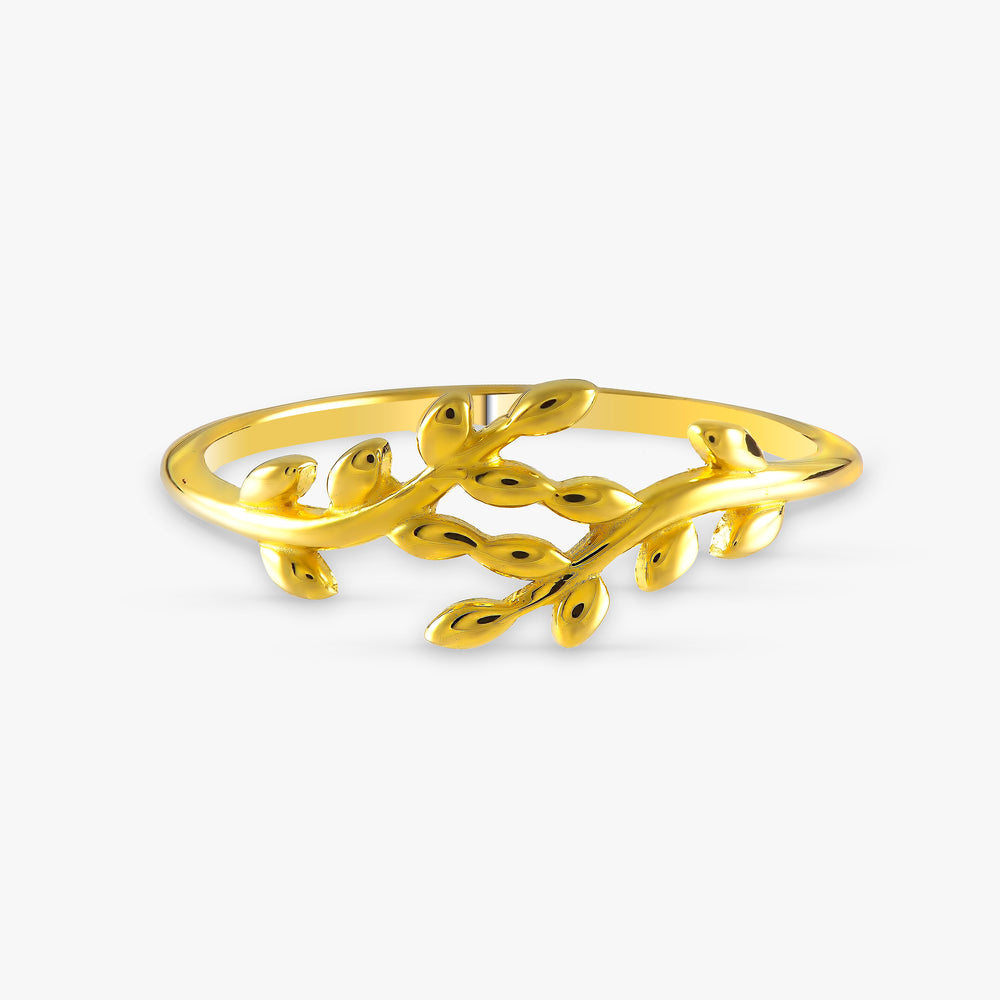 14K Gold Olive Branch Ring / Golden Peace